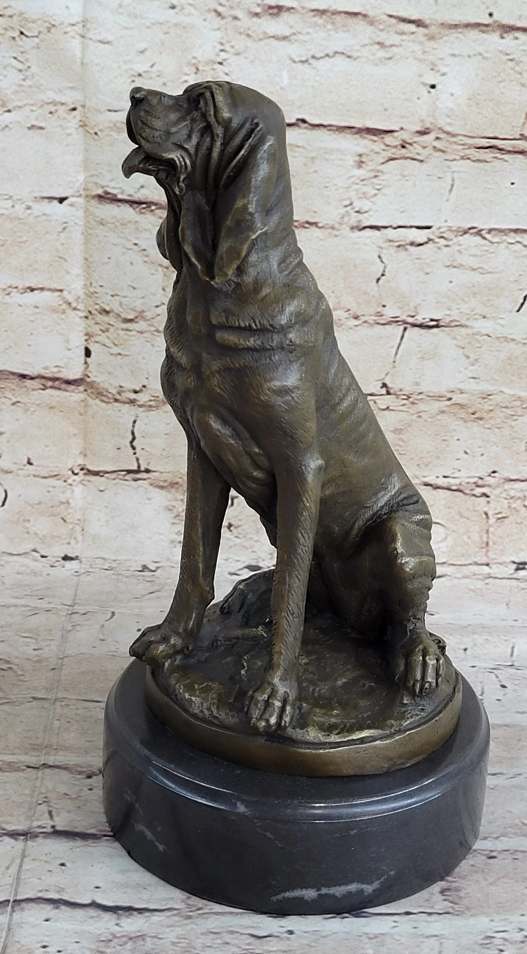 Signed Cain Bloodhound Bronze Marble Sculpture Pet Dog Figure Man`s Best Friend - Image 3