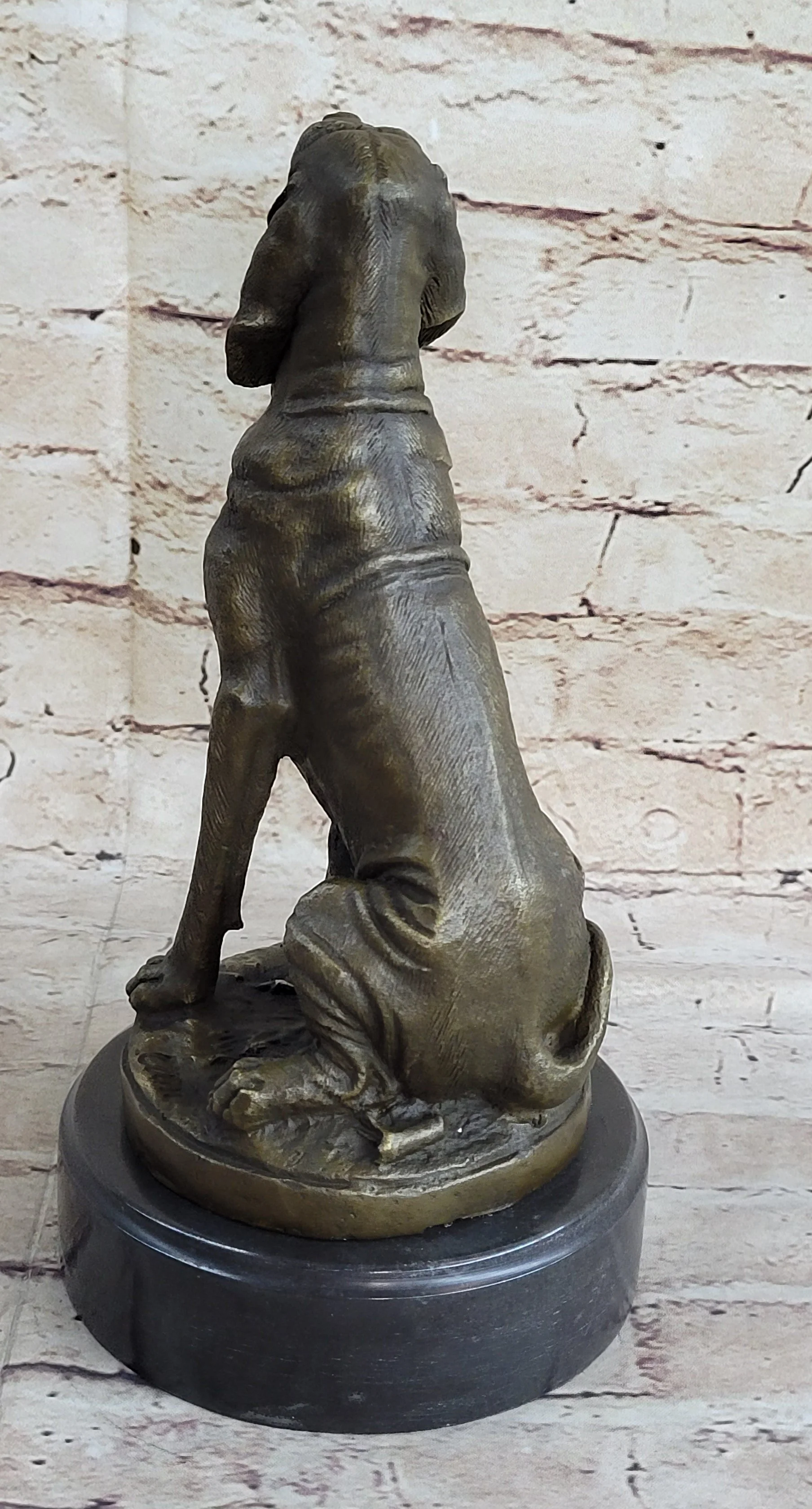 Signed Cain Bloodhound Bronze Marble Sculpture Pet Dog Figure Man`s Best Friend - Image 4