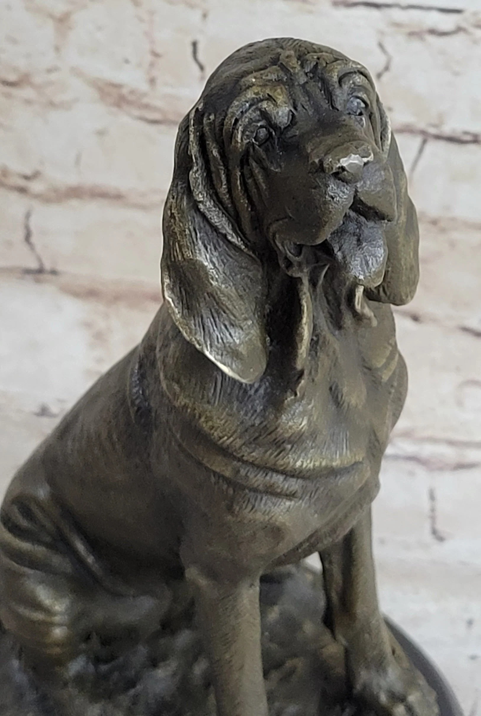 Signed Cain Bloodhound Bronze Marble Sculpture Pet Dog Figure Man`s Best Friend - Image 6