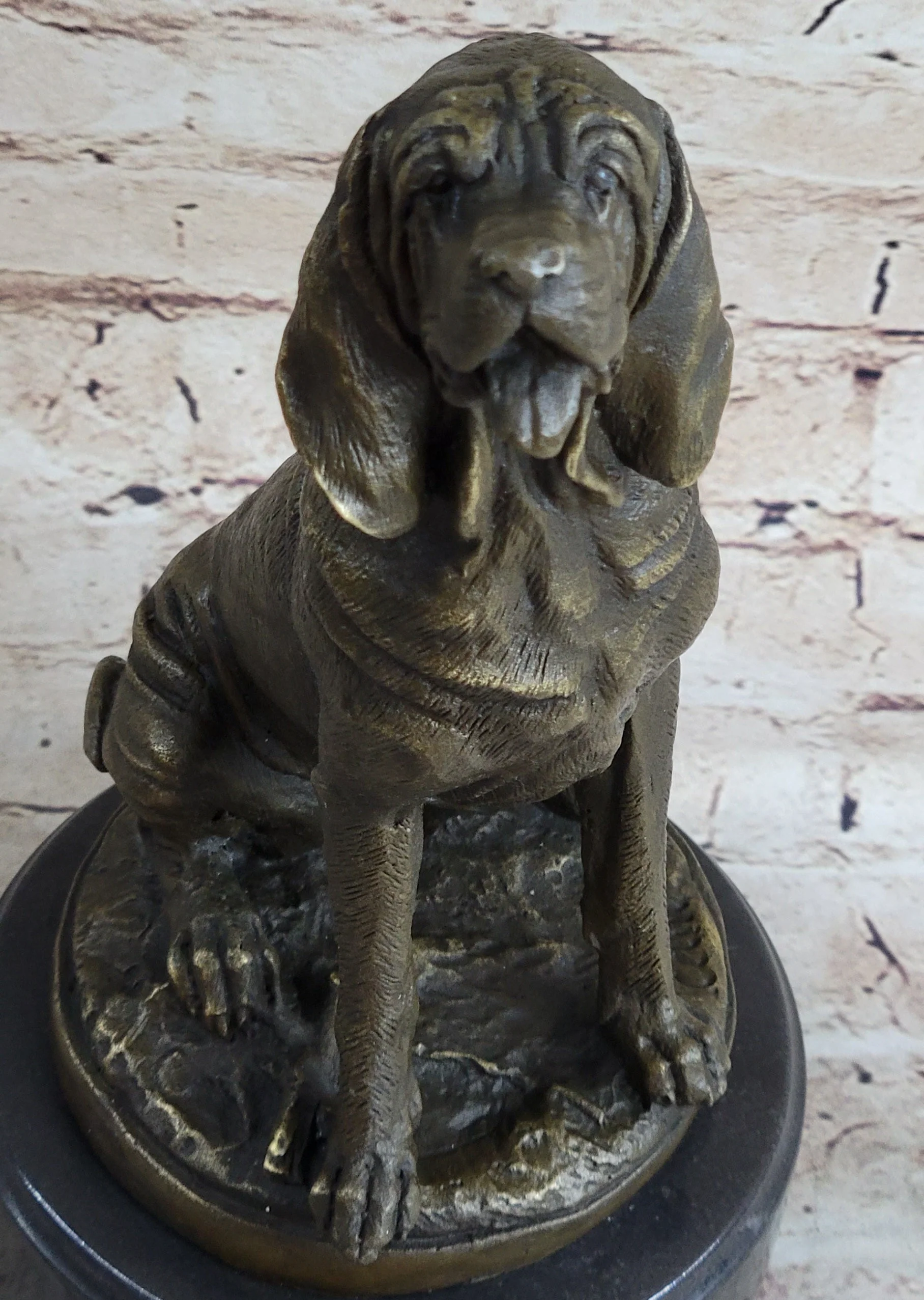 Signed Cain Bloodhound Bronze Marble Sculpture Pet Dog Figure Man`s Best Friend - Image 8