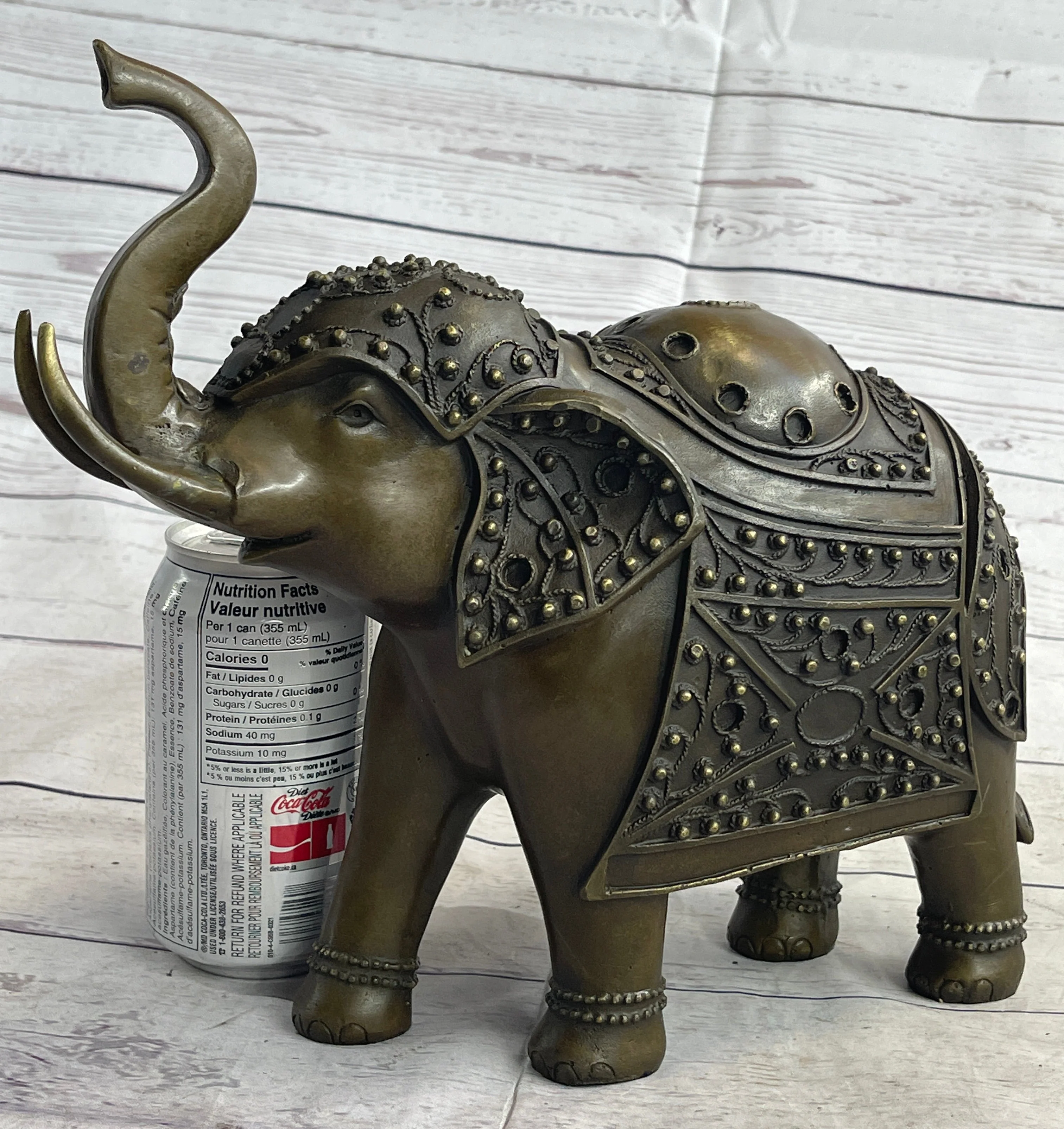 Signed Laughing Elephant Symbol of Luck Bronze Sculpture Statue Artwork - Image 2