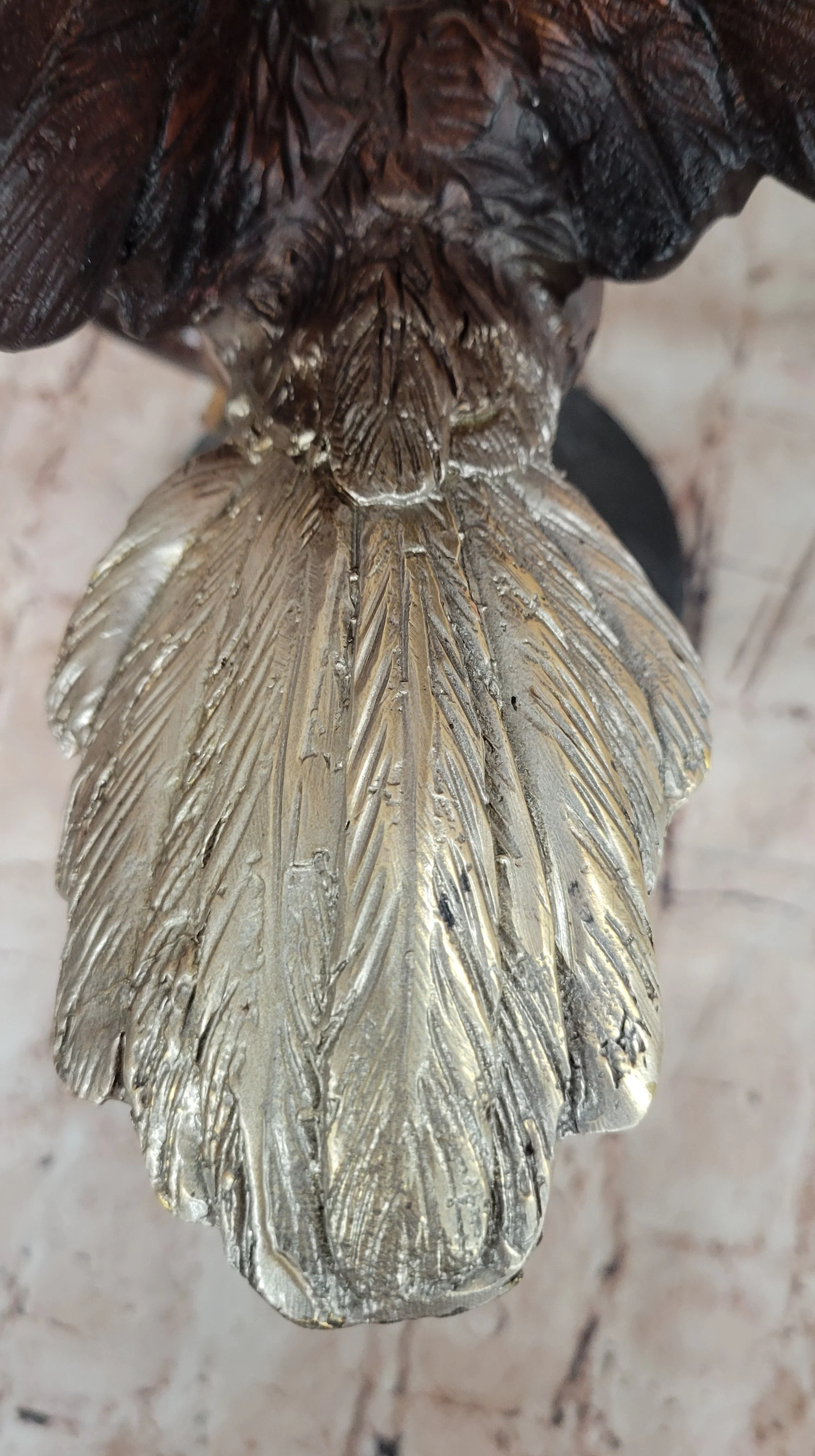 Signed Moigniez Eagle Catch Fish Bronze Sculpture Multi Color Patina Figurine 24" x 13" - Image 9