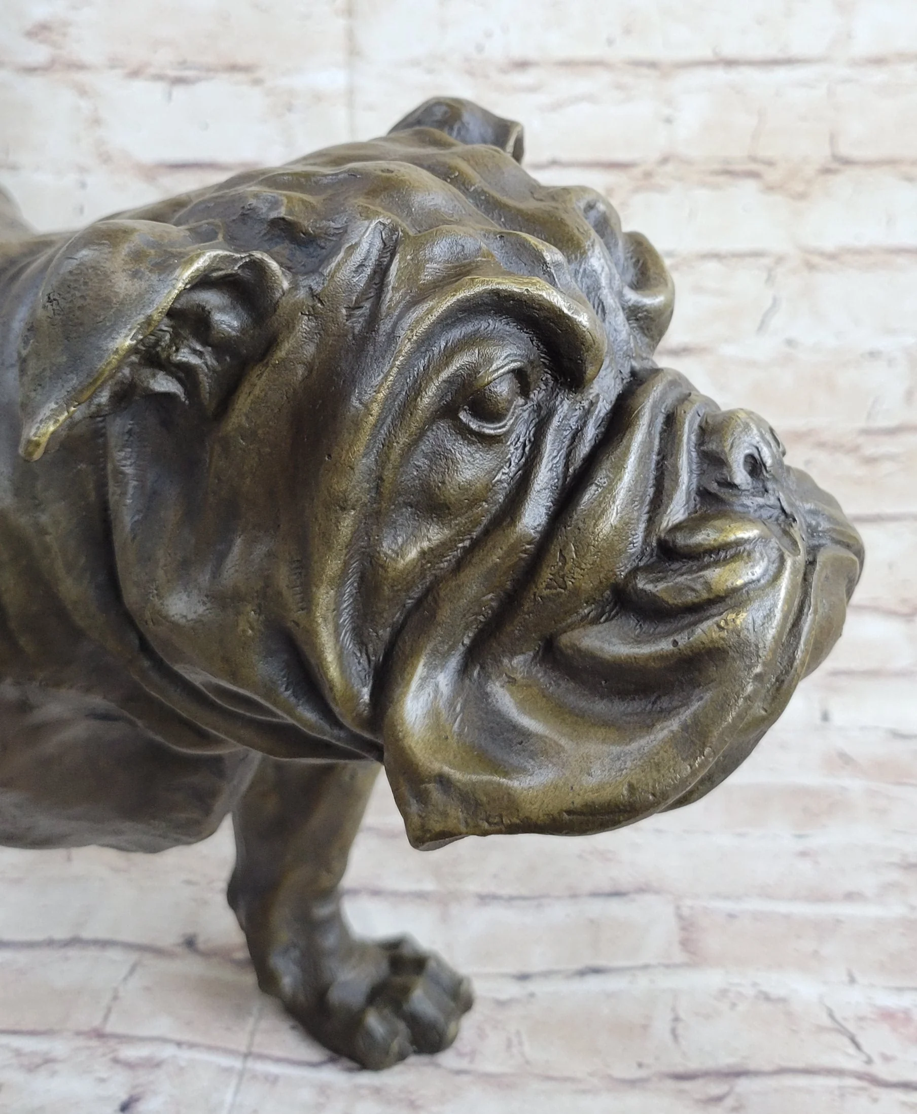 Signed Original Extra Large English Bulldog Dog Animal Bronze Sculpture Statue - Image 7