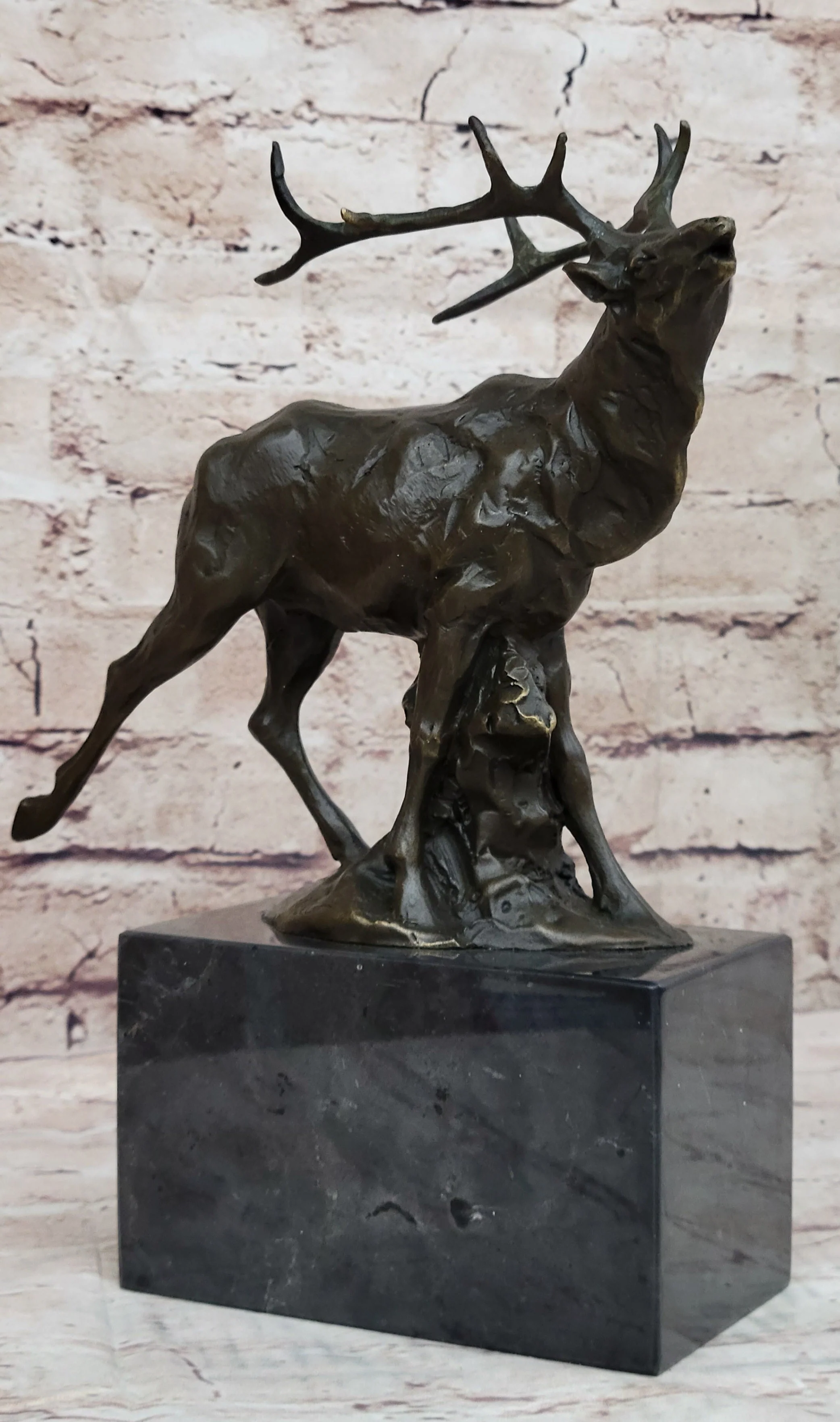 Signed Original Male Elk Mountain Deer Caribou Hunter Bronze Sculpture Art Decor - Image 3