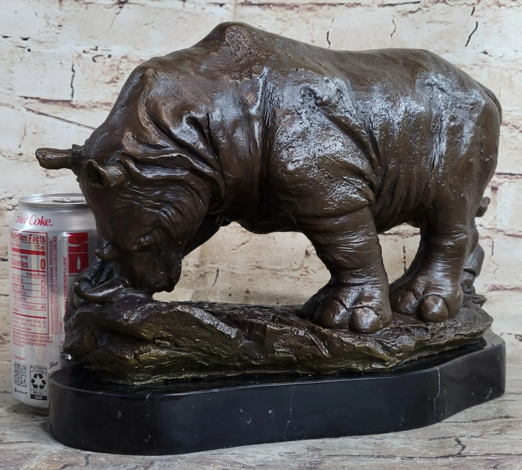 Signed Original Milo Rhinoceros African White Rhino Bronze Sculpture Figurine - Image 2