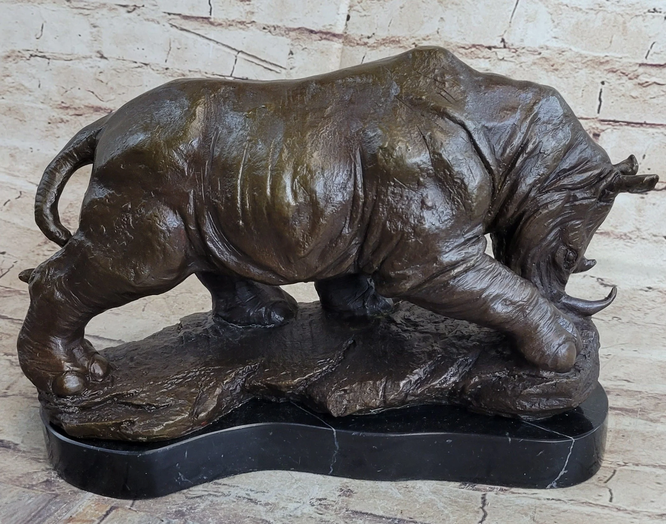 Signed Original Milo Rhinoceros African White Rhino Bronze Sculpture Figurine - Image 9