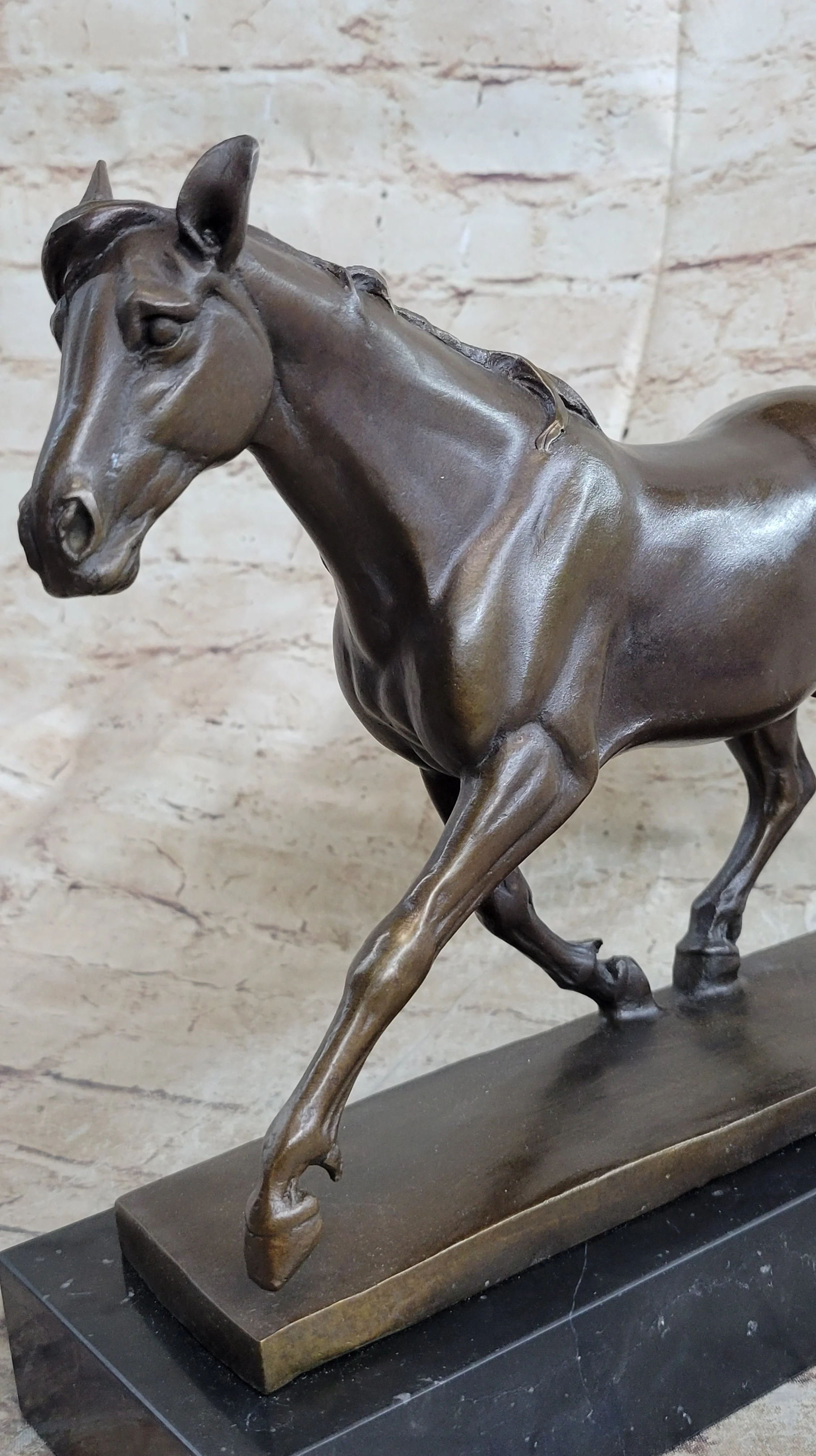 Signed Prosper Lecourtier Racing Horse Stallion Hot Cast Sculpture Marble Base - Image 6