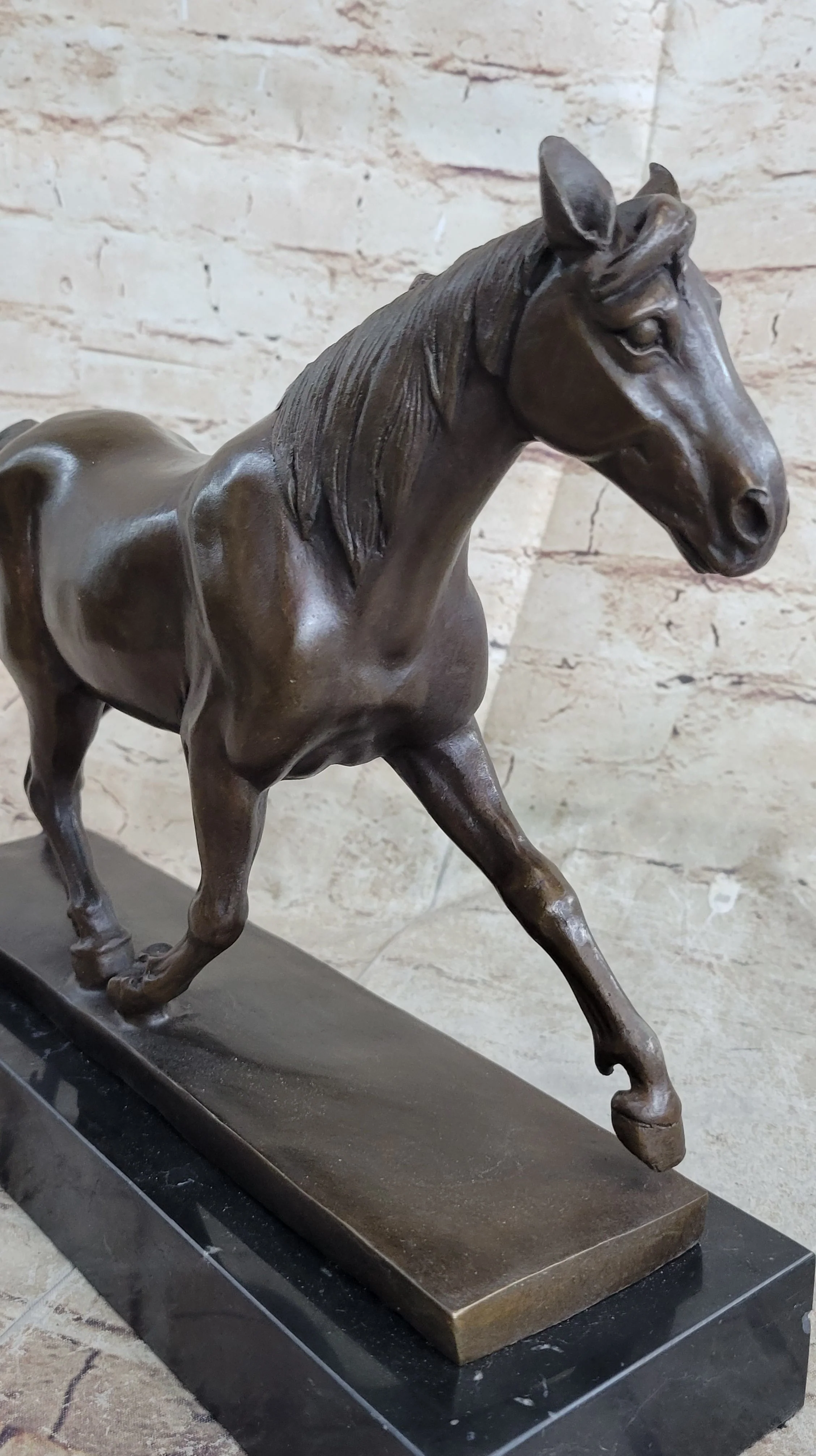 Signed Prosper Lecourtier Racing Horse Stallion Hot Cast Sculpture Marble Base - Image 8