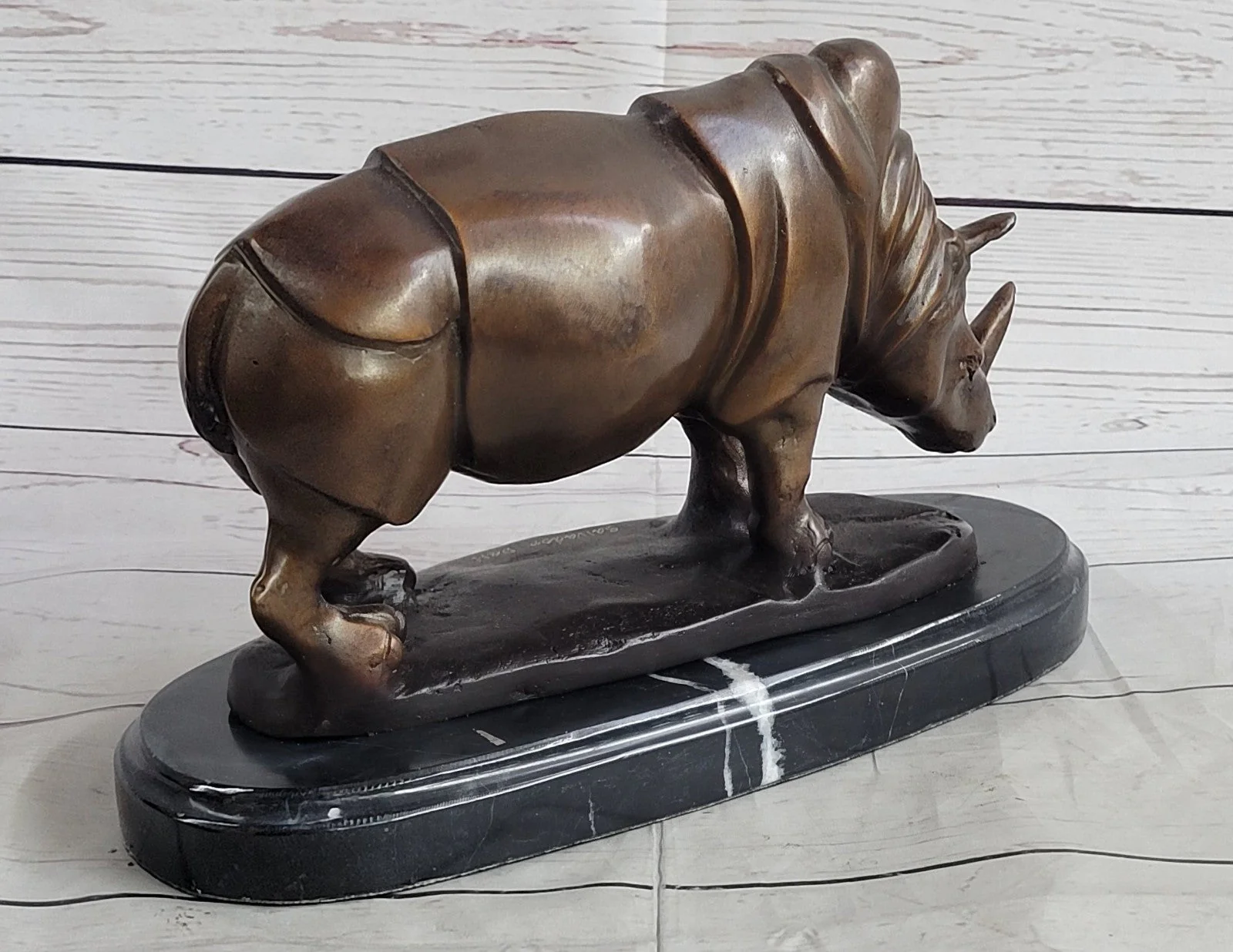Signed Salvador Dali White Rhinoceros African Rhino Wild Life Bronze Sculpture Statue Art - Image 9