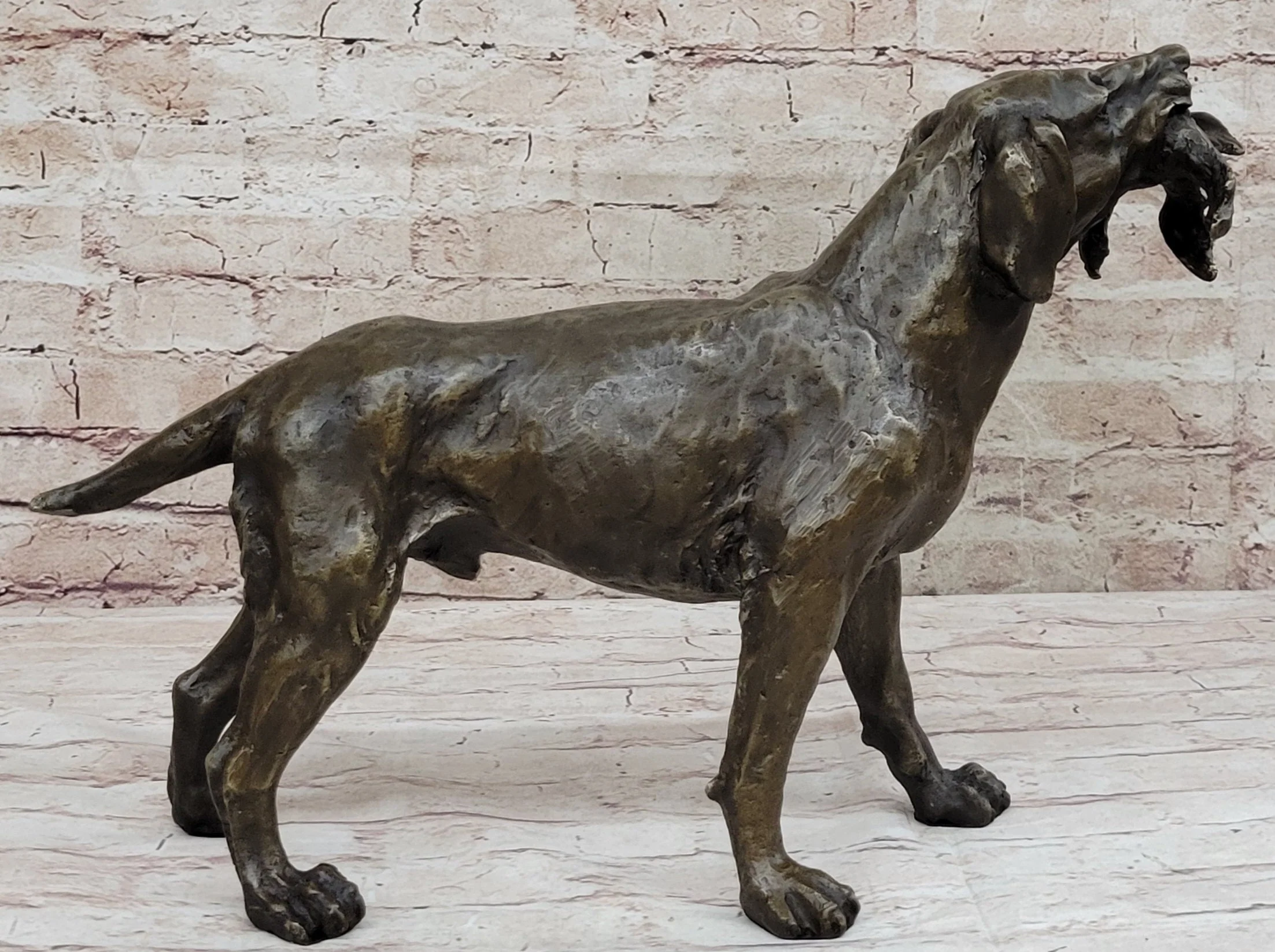 Signed Truffot Hunting Dog With Dead Bird Bronze Art Deco Sculpture Home Decor - Image 3