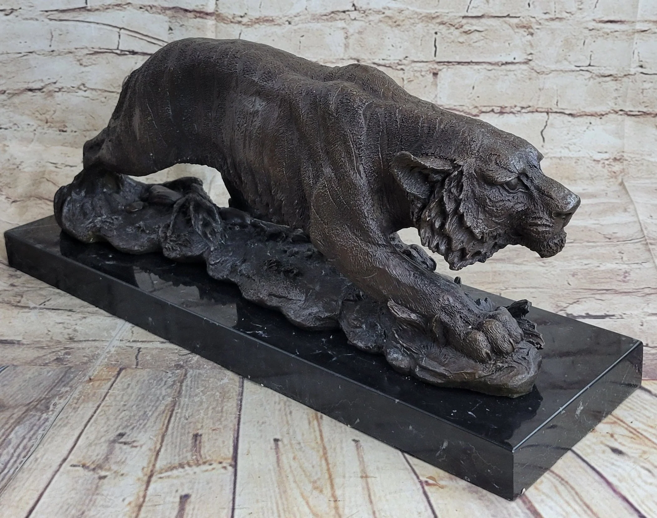 Signed Vienna Bronze Marble Leopard Panther Cat Statue Sculpture Figurine - Image 3