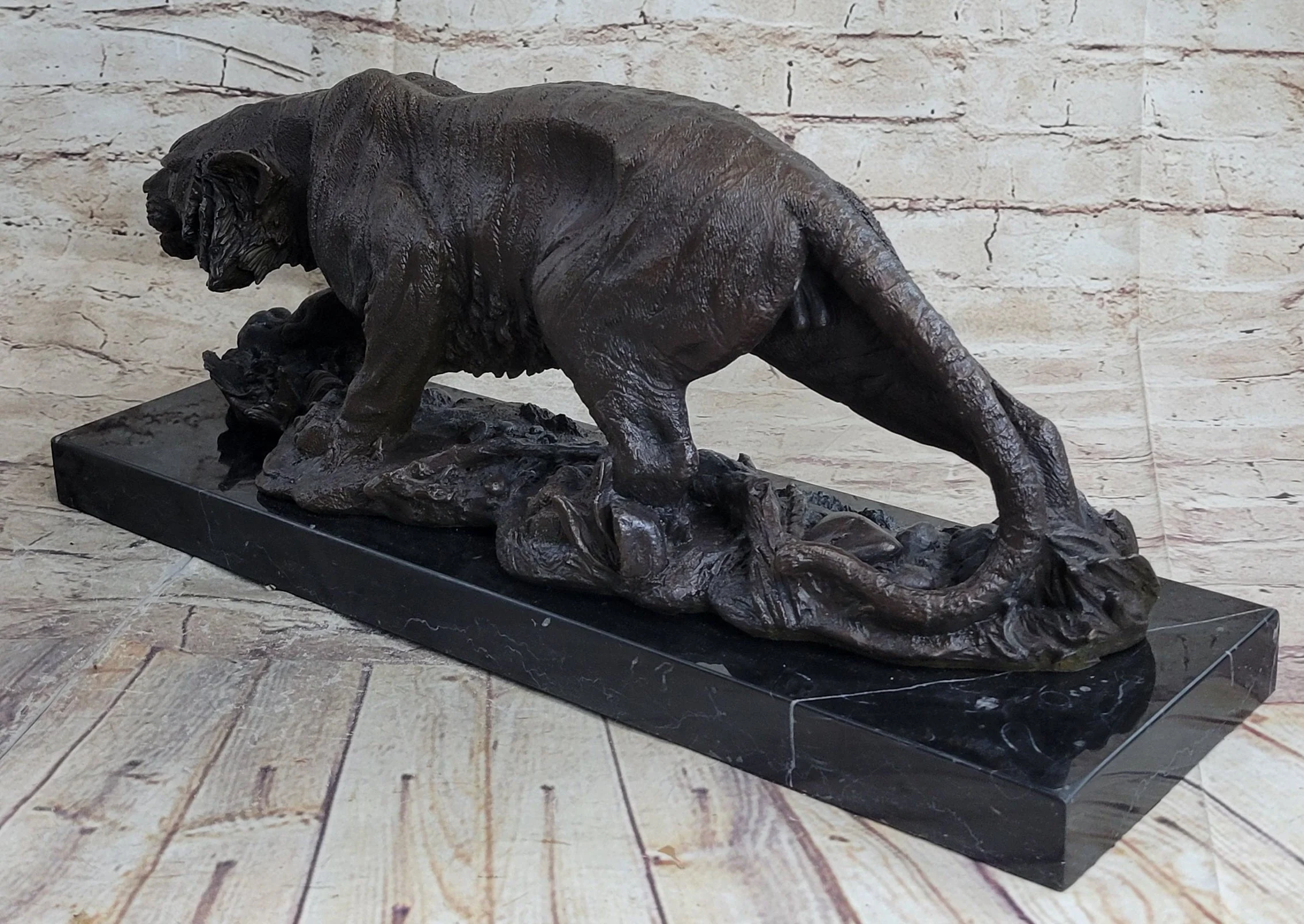 Signed Vienna Bronze Marble Leopard Panther Cat Statue Sculpture Figurine - Image 5