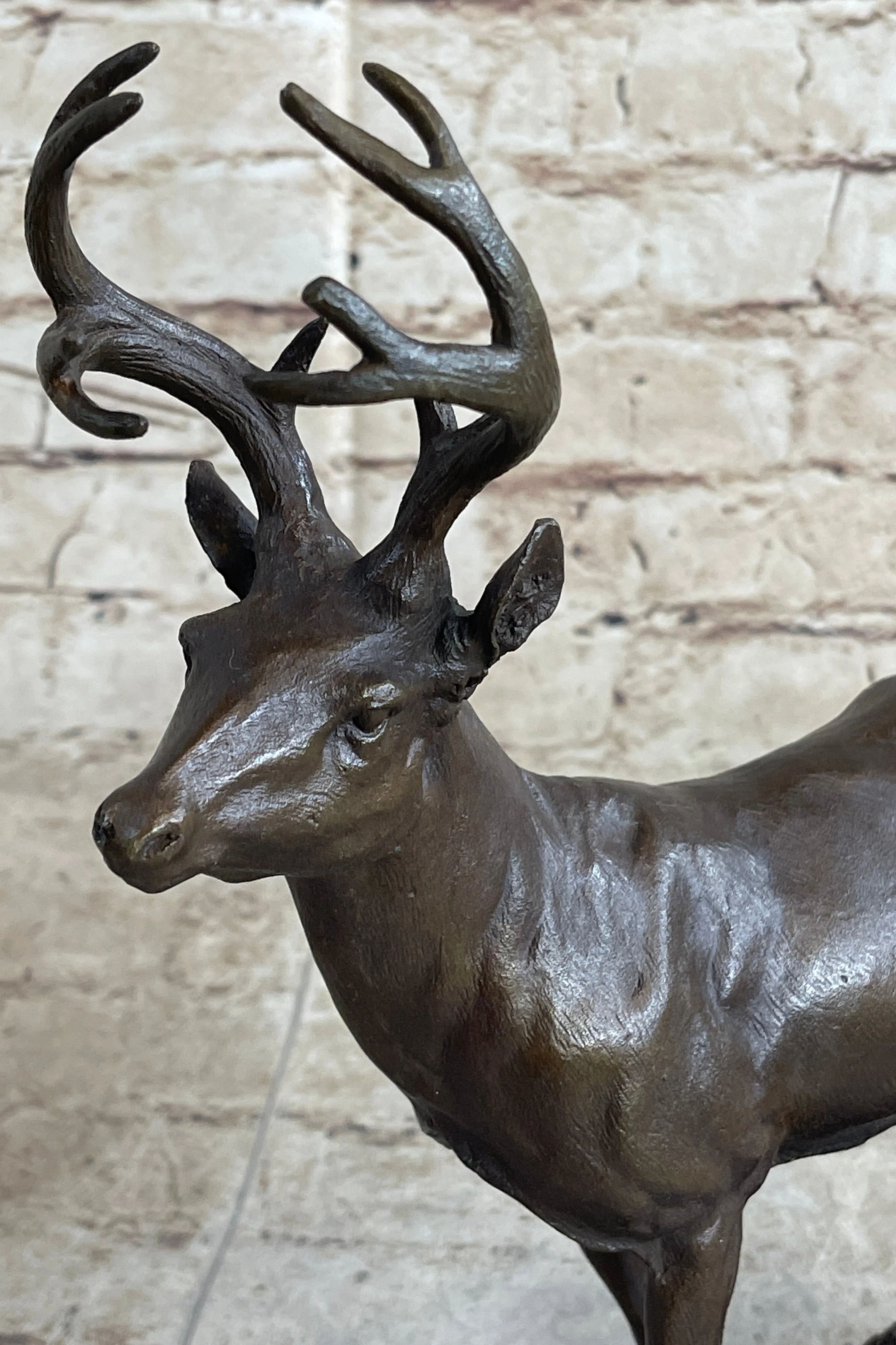 Signed Villanis Male Deer Buck Hunting Bronze Sculpture Marble Figurine Figure - Image 6