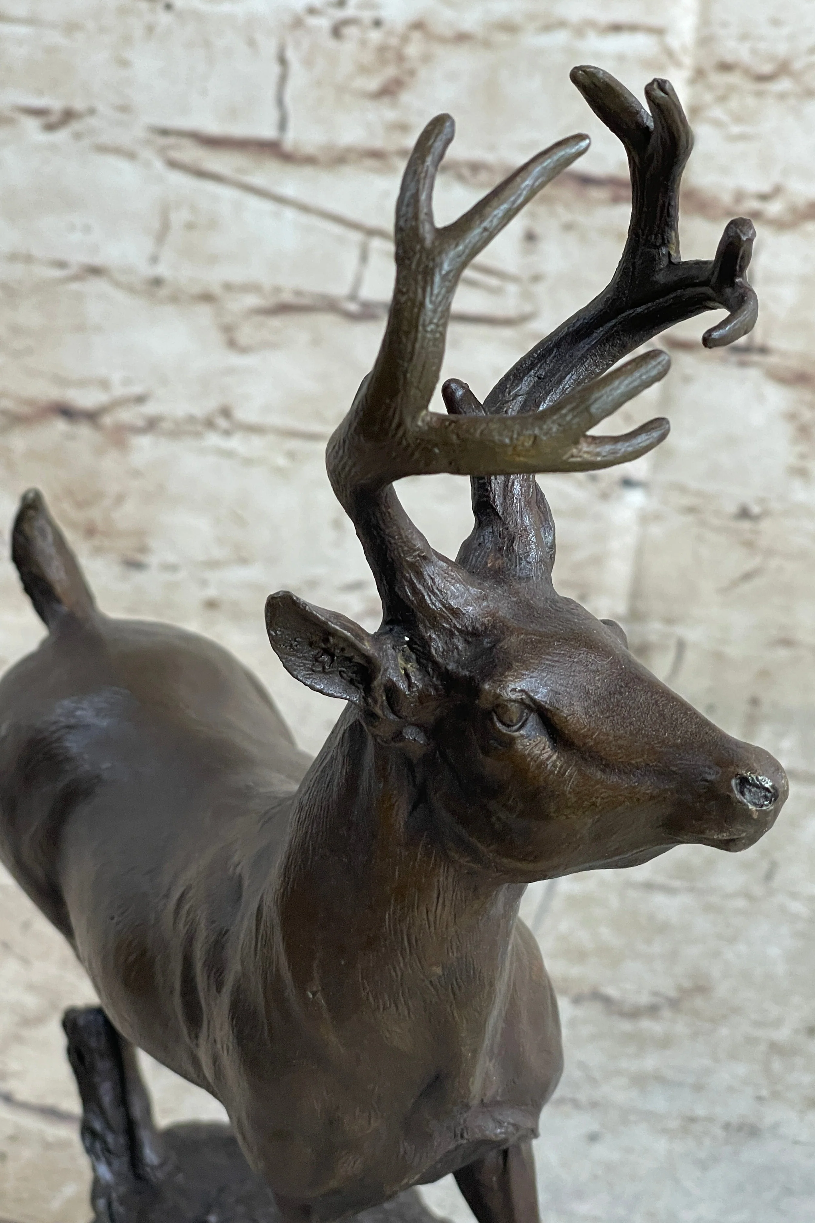 Signed Villanis Male Deer Buck Hunting Bronze Sculpture Marble Figurine Figure - Image 7