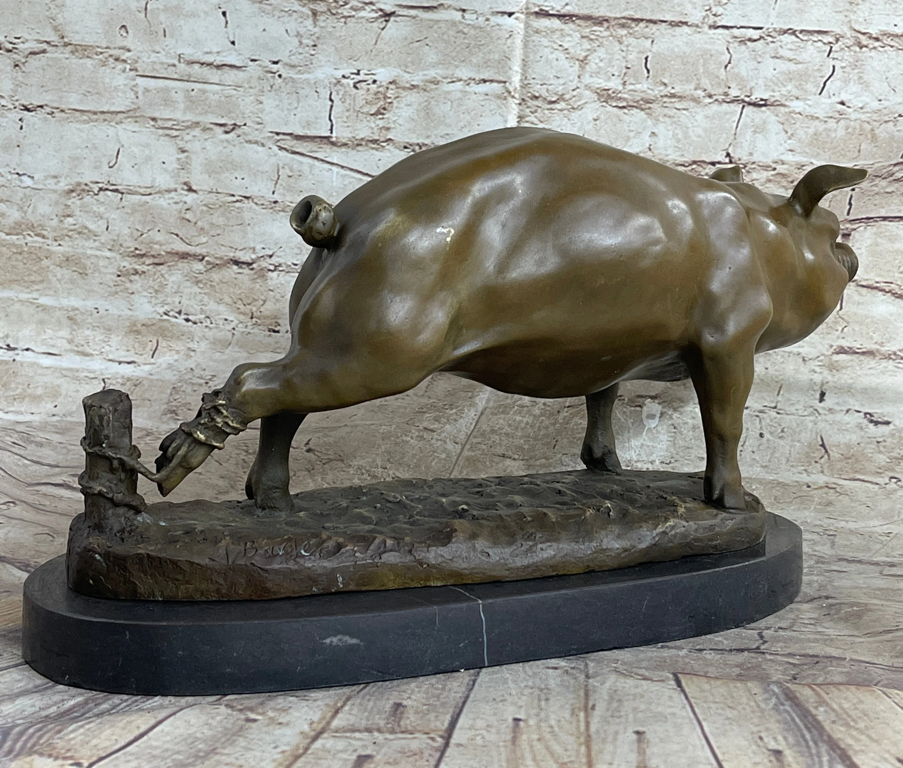 Signed Wild Pig bronze Sculpture Figure Art Deco Figurine Home Decor Decoration - Image 4