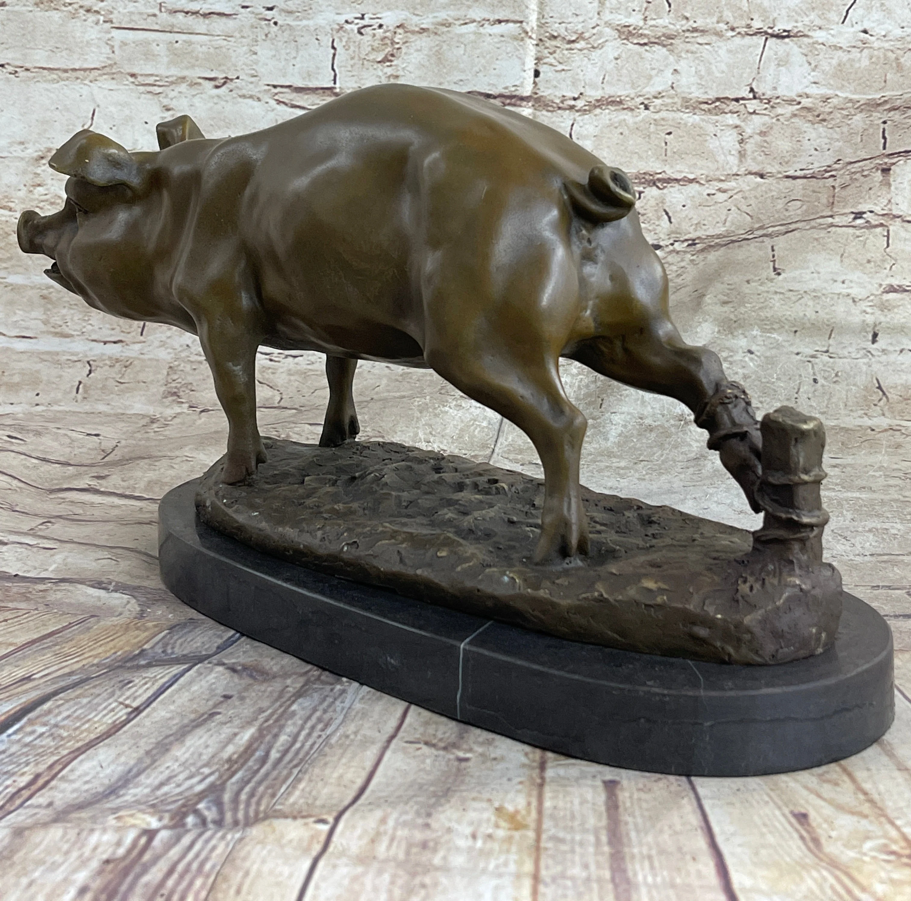 Signed Wild Pig bronze Sculpture Figure Art Deco Figurine Home Decor Decoration - Image 5