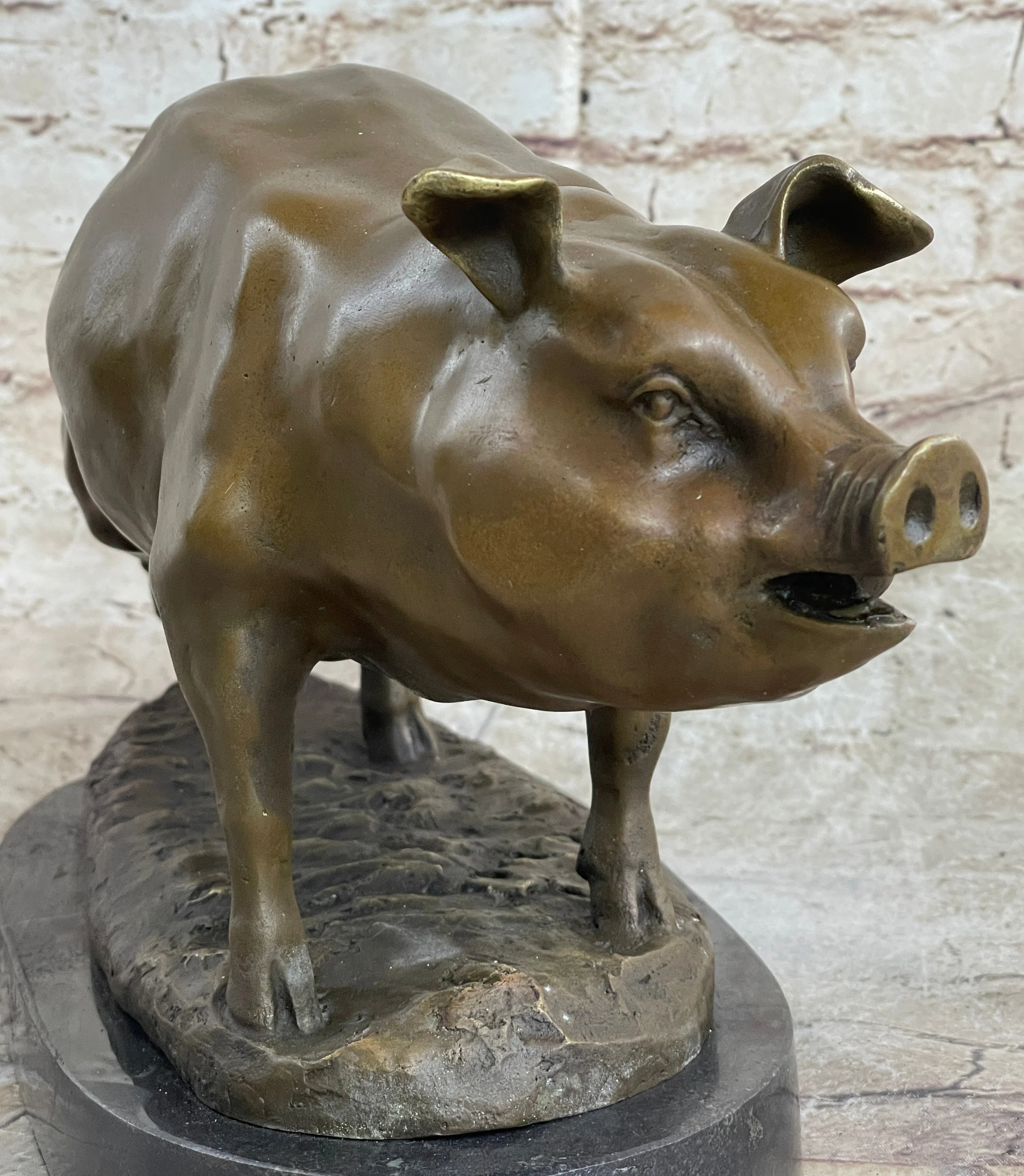 Signed Wild Pig bronze Sculpture Figure Art Deco Figurine Home Decor Decoration - Image 7