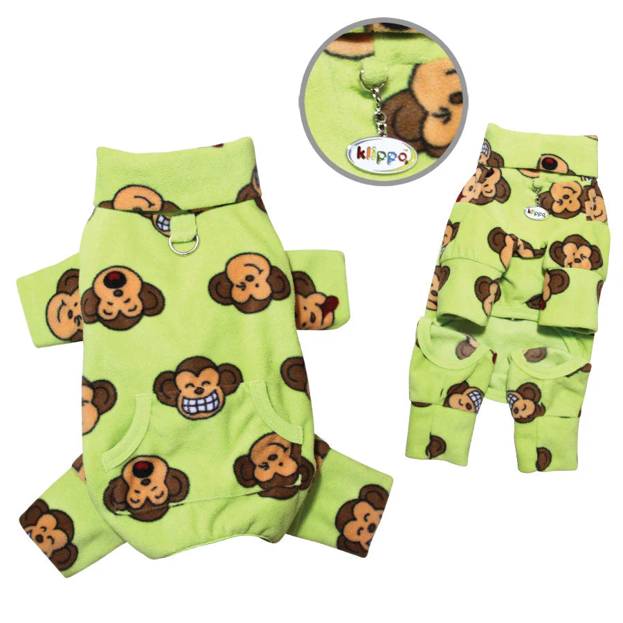 Silly Monkey Fleece Turtleneck Pajamas - Lime - Image 2
