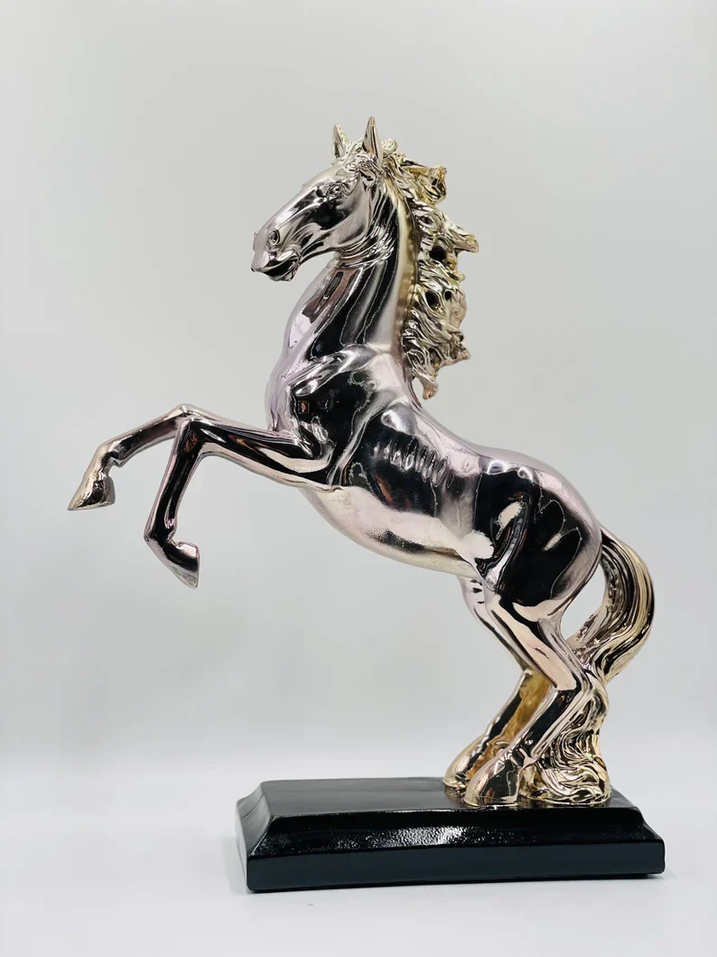 Silver & Lilac Horse Statue - Image 6