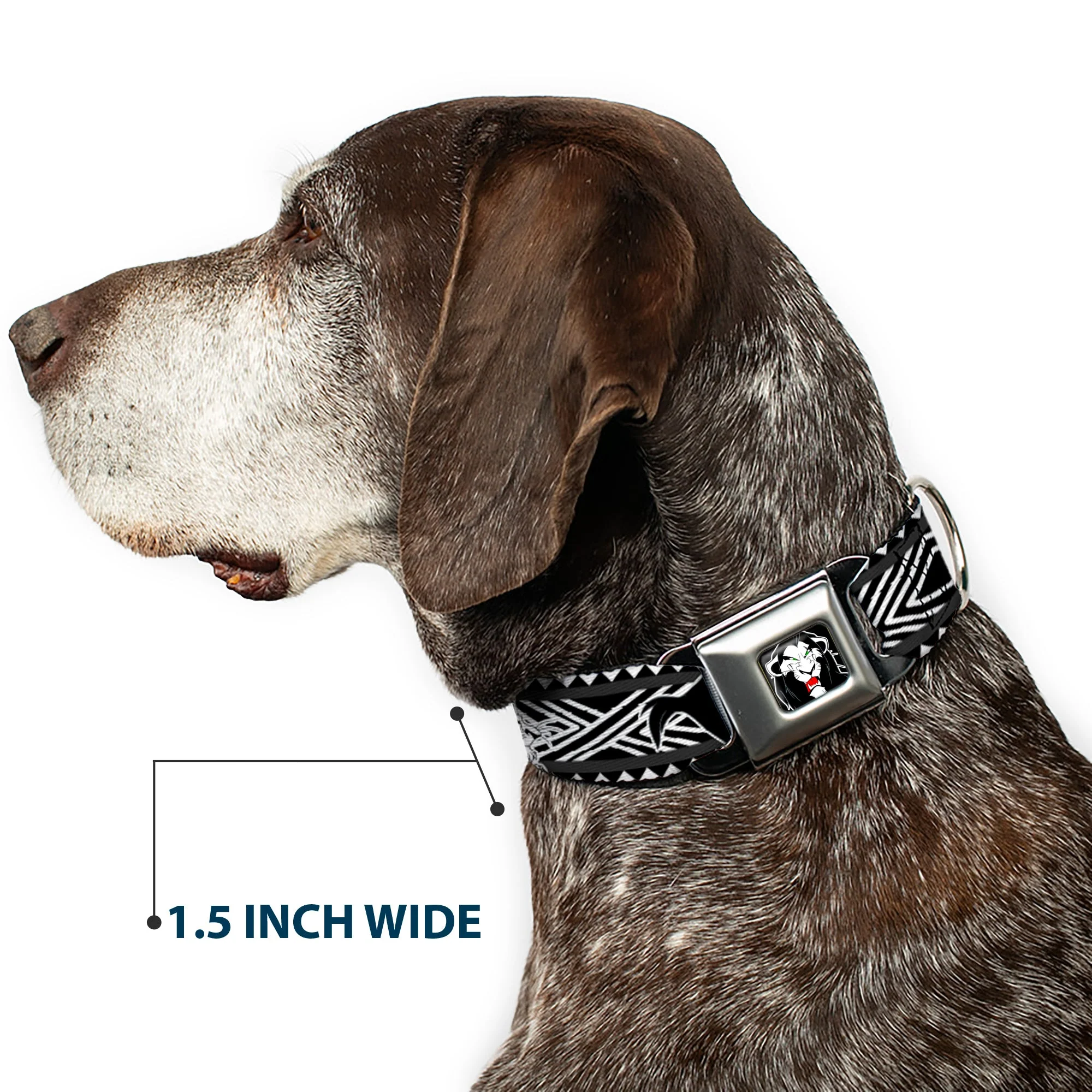 Simba Face Full Color Black/White/Red Seatbelt Buckle Collar - Lion King Scar Poses White/Black - Image 7