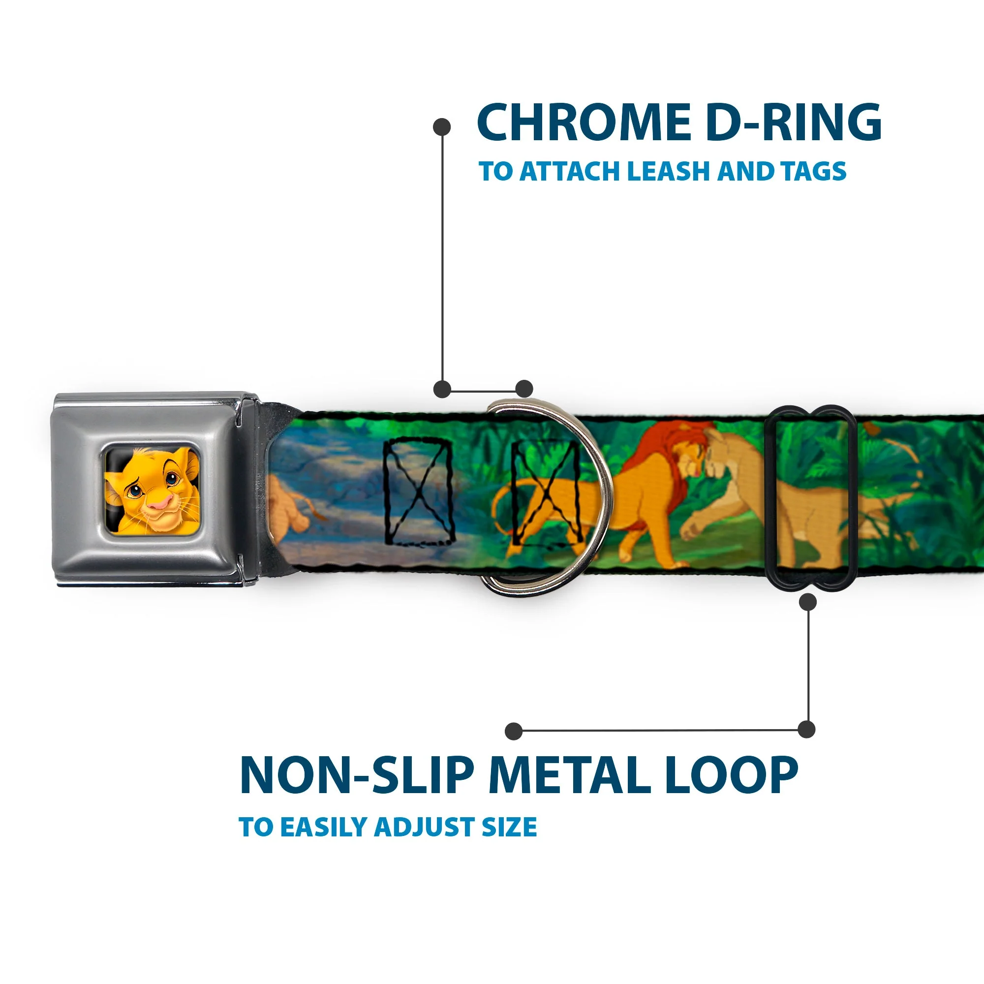 Simba Full Color Seatbelt Buckle Collar - Lion King Simba & Nala Growing Up Scenes - Image 5