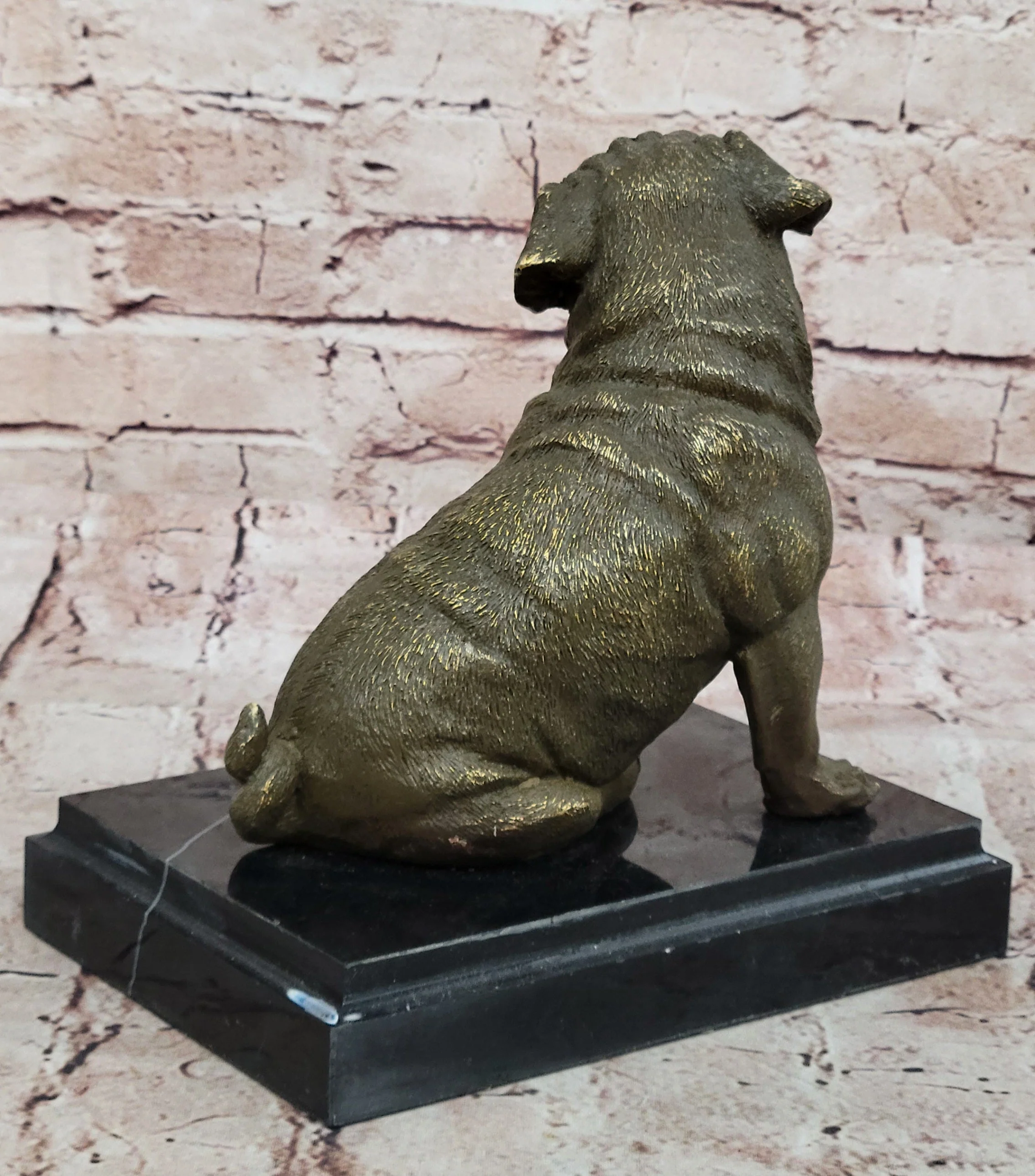 Sitting Pug Bronze Sculpture - Realistic Dog Breed Animal Art - Image 6