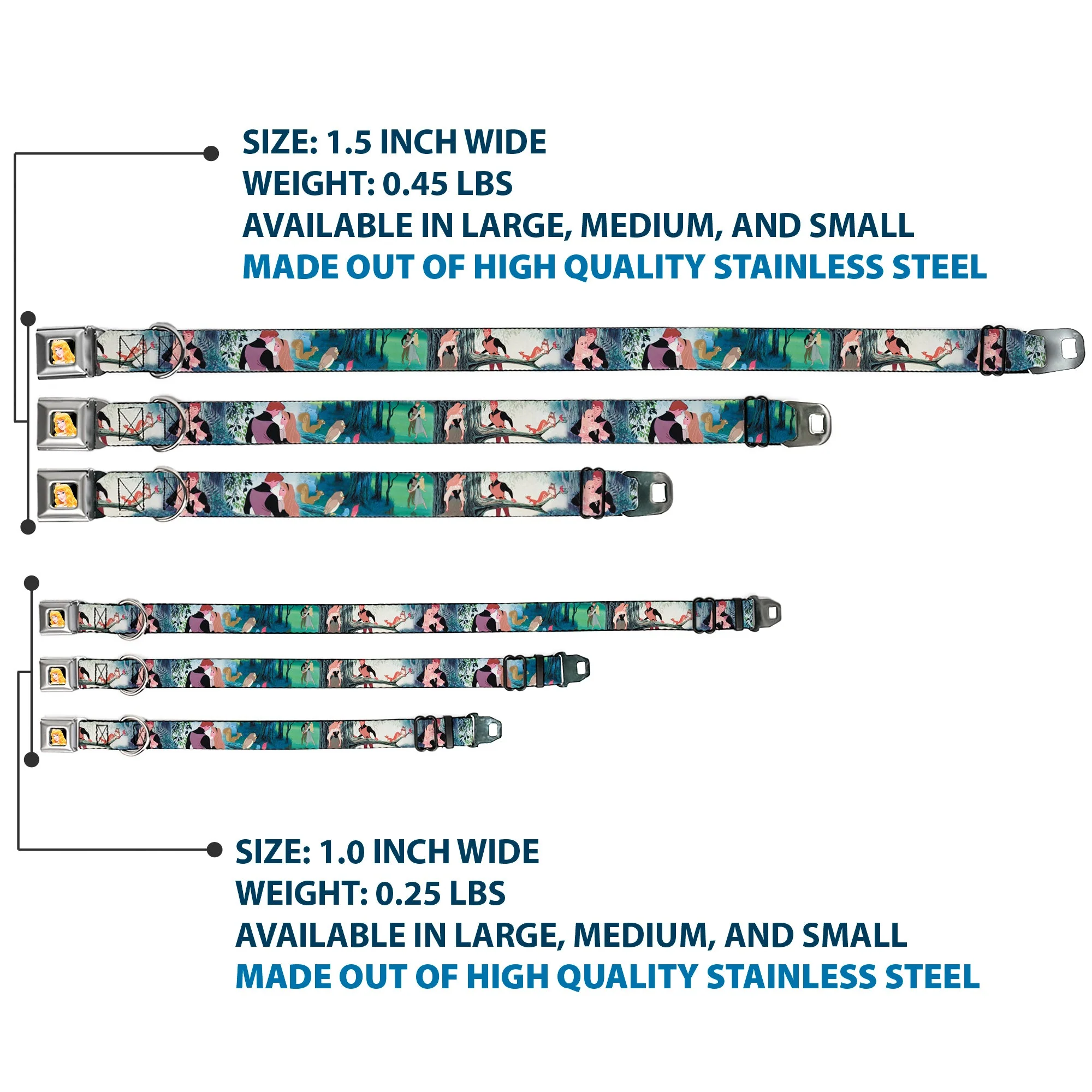 Sleeping Beauty Full Color Seatbelt Buckle Collar - Sleeping Beauty Woods Scenes - Image 3