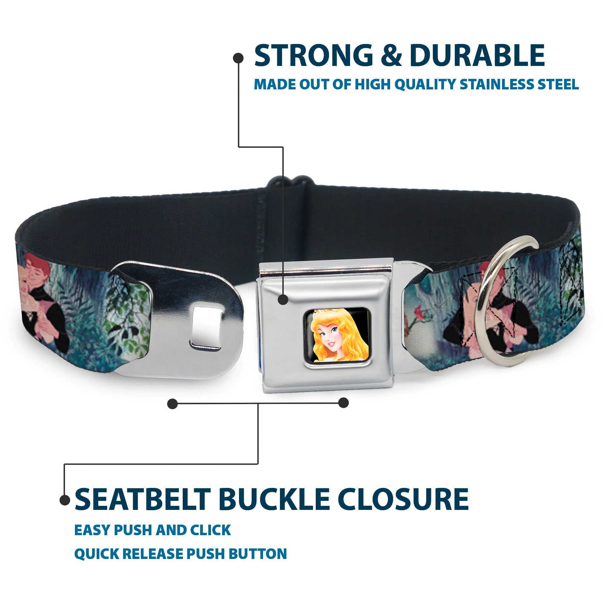 Sleeping Beauty Full Color Seatbelt Buckle Collar - Sleeping Beauty Woods Scenes - Image 4