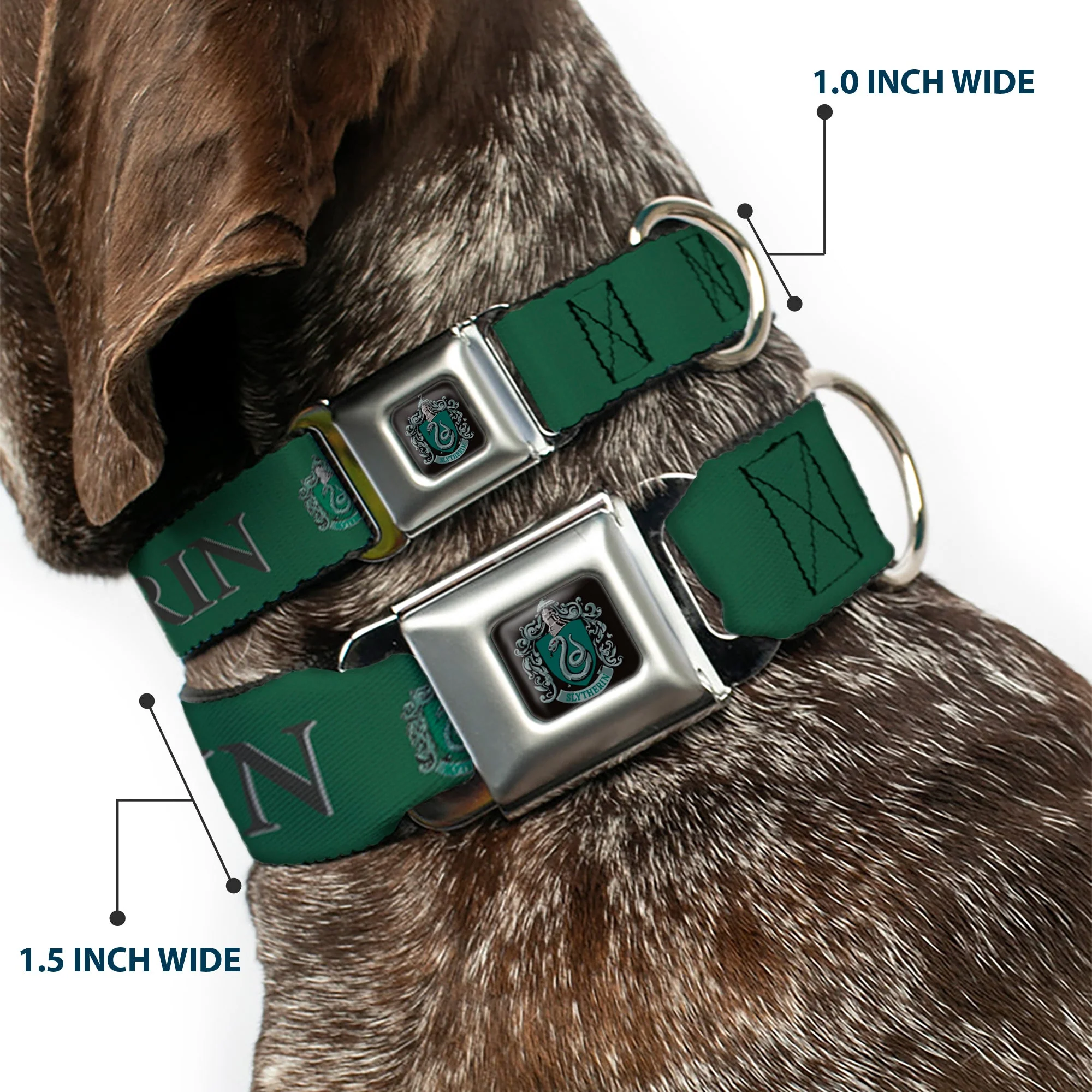 Slytherin Crest Full Color Seatbelt Buckle Collar - Harry Potter SLYTHERIN & Crest Green/Black - Image 2