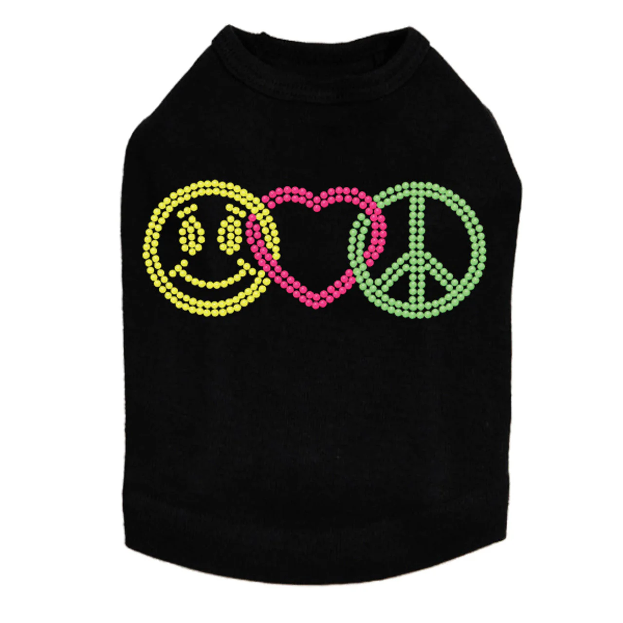 Smiley Face, Love, Peace - Dog Tank - Image 4