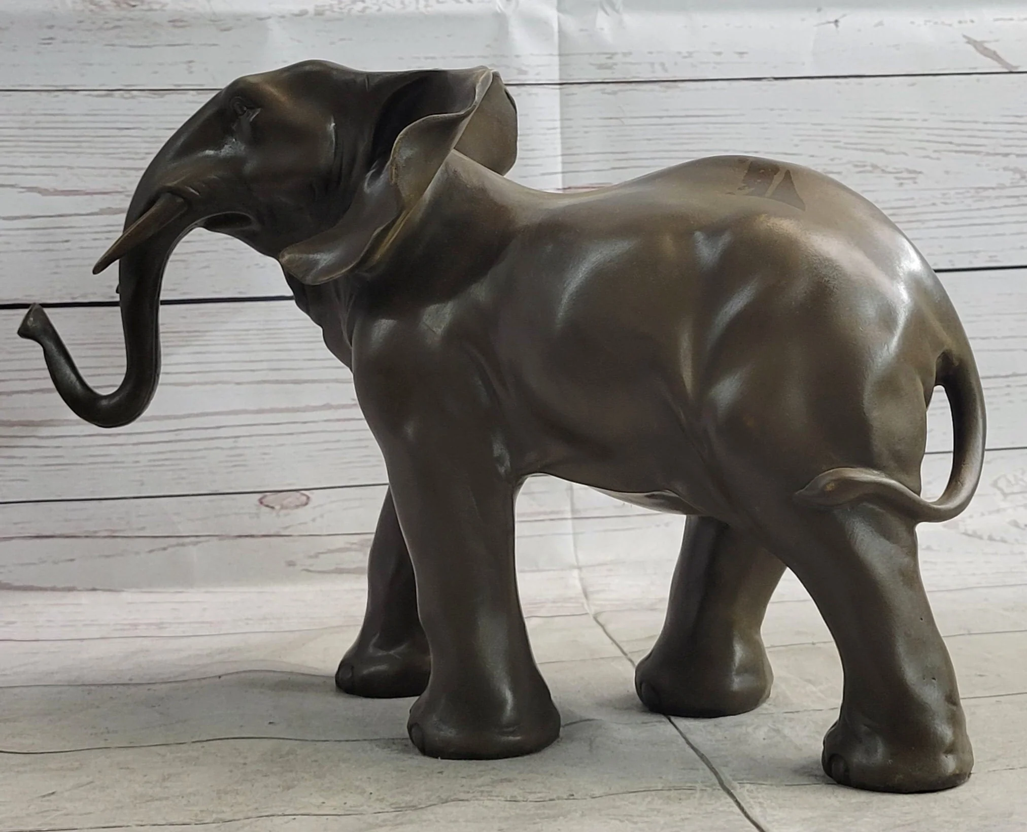 Smooth Elephant Bronze Metal Figure Sculpture Handmade Art Decor Collectible - Image 6