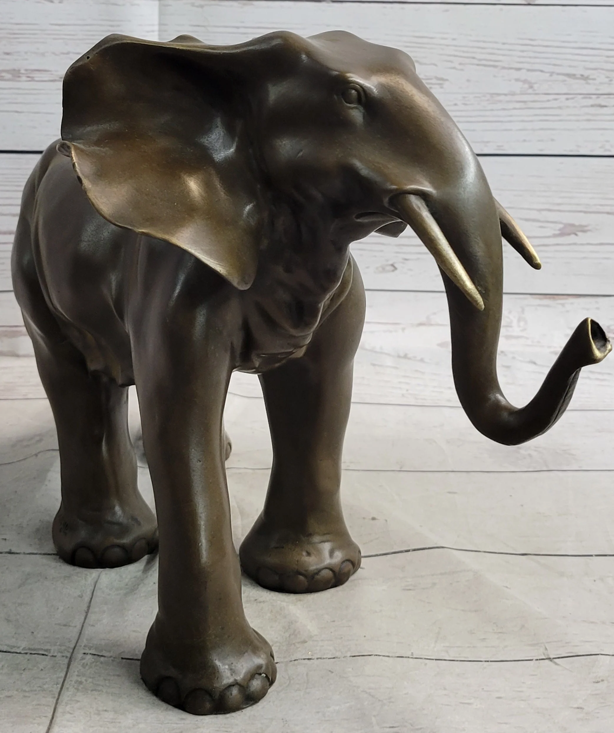 Smooth Elephant Bronze Metal Figure Sculpture Handmade Art Decor Collectible - Image 9