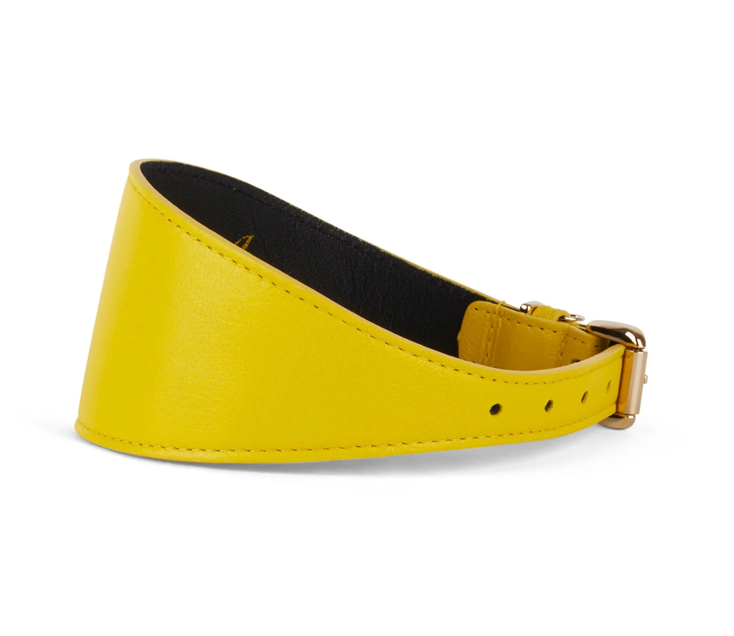 Smooth Yellow Italian Leather 3” Wide Style Collar - Image 2