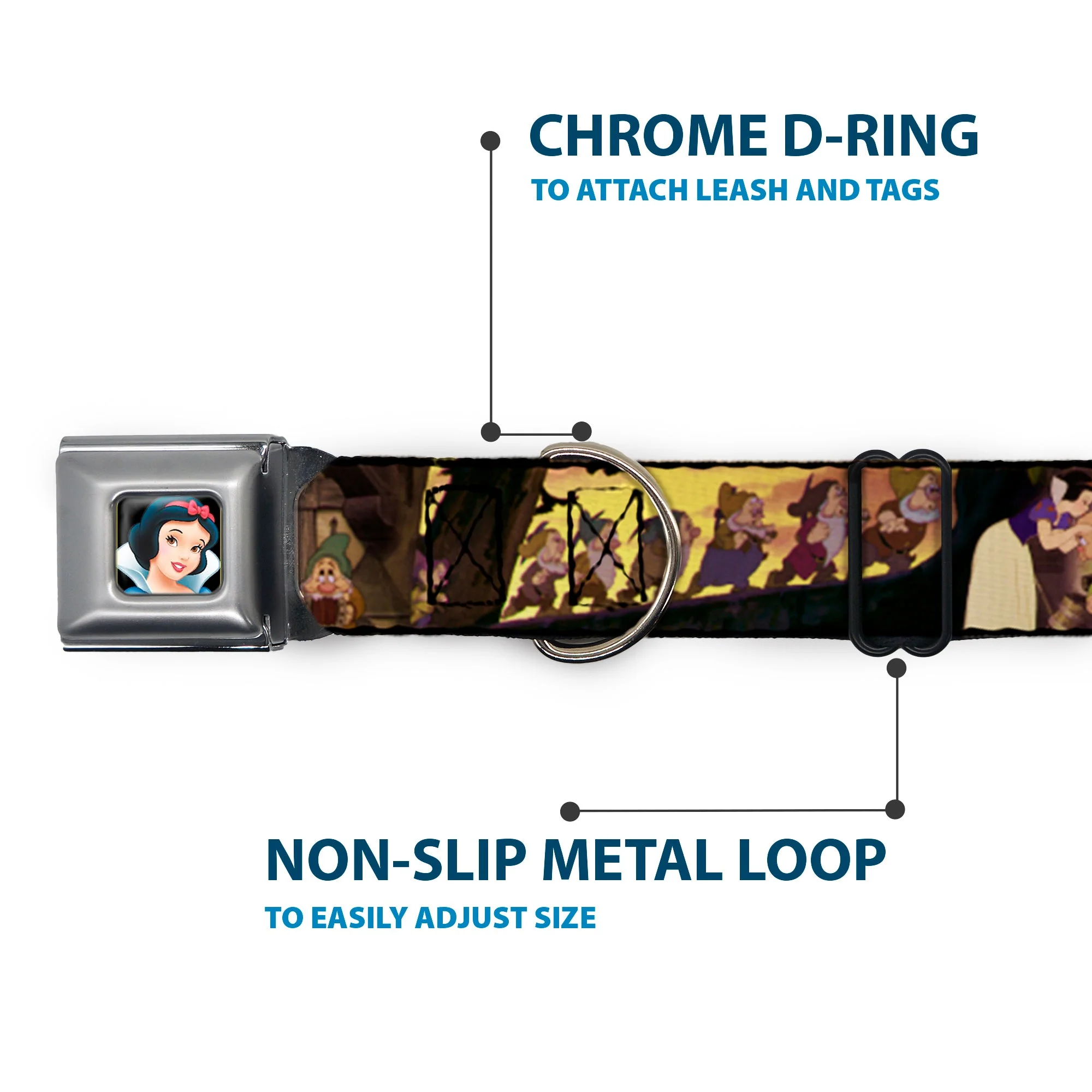 Snow White Full Color Black Seatbelt Buckle Collar - Snow White & the Seven Dwarfs Scenes - Image 5