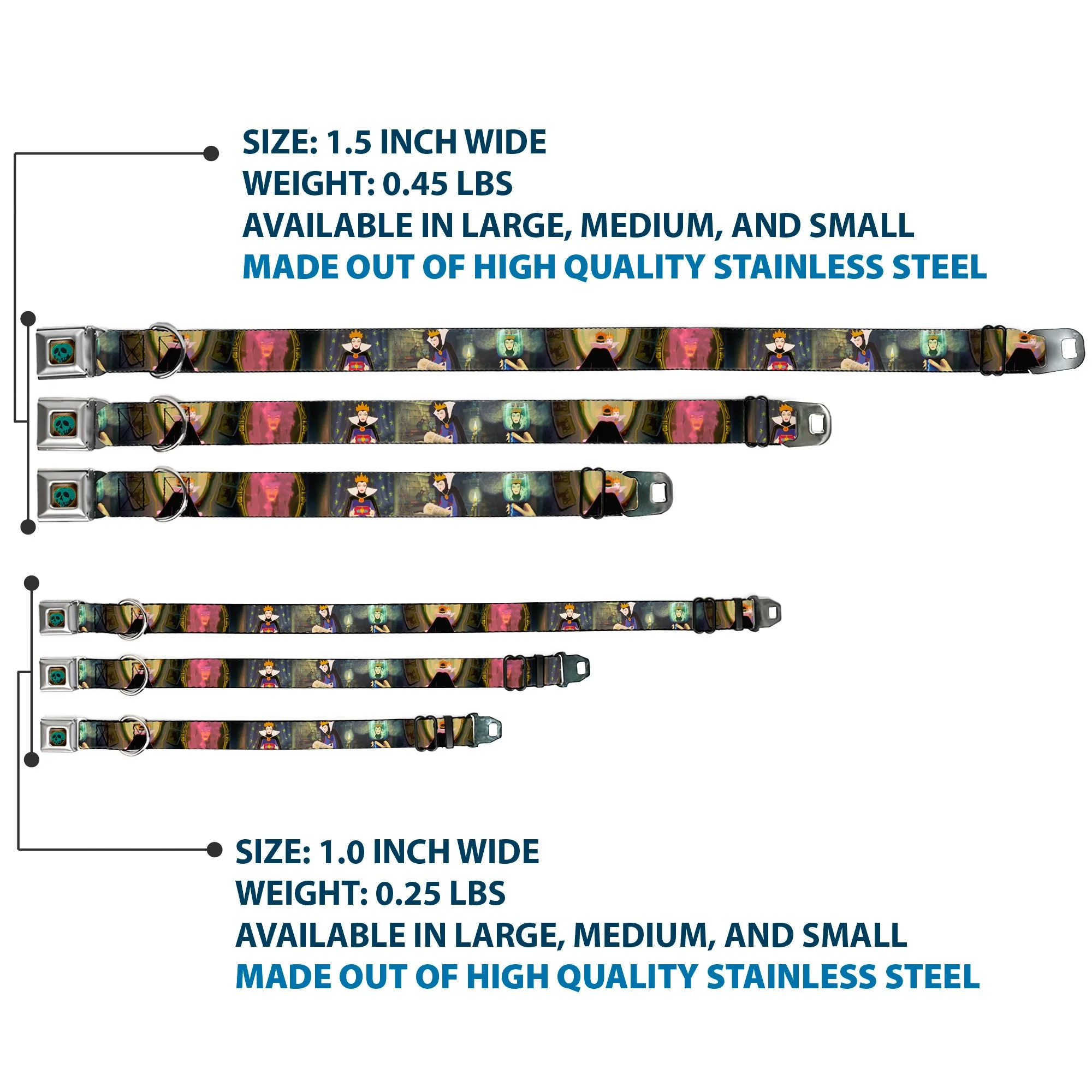 Snow White Poisoned Apple Full Color Seatbelt Buckle Collar - Snow White Evil Queen Poses - Image 3