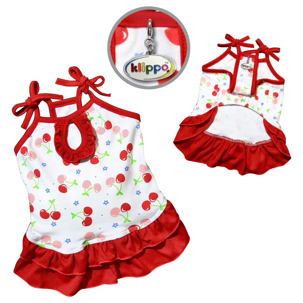 Soft Knit Cotton Cherries Dress w/Shoulder Ties - Image 2