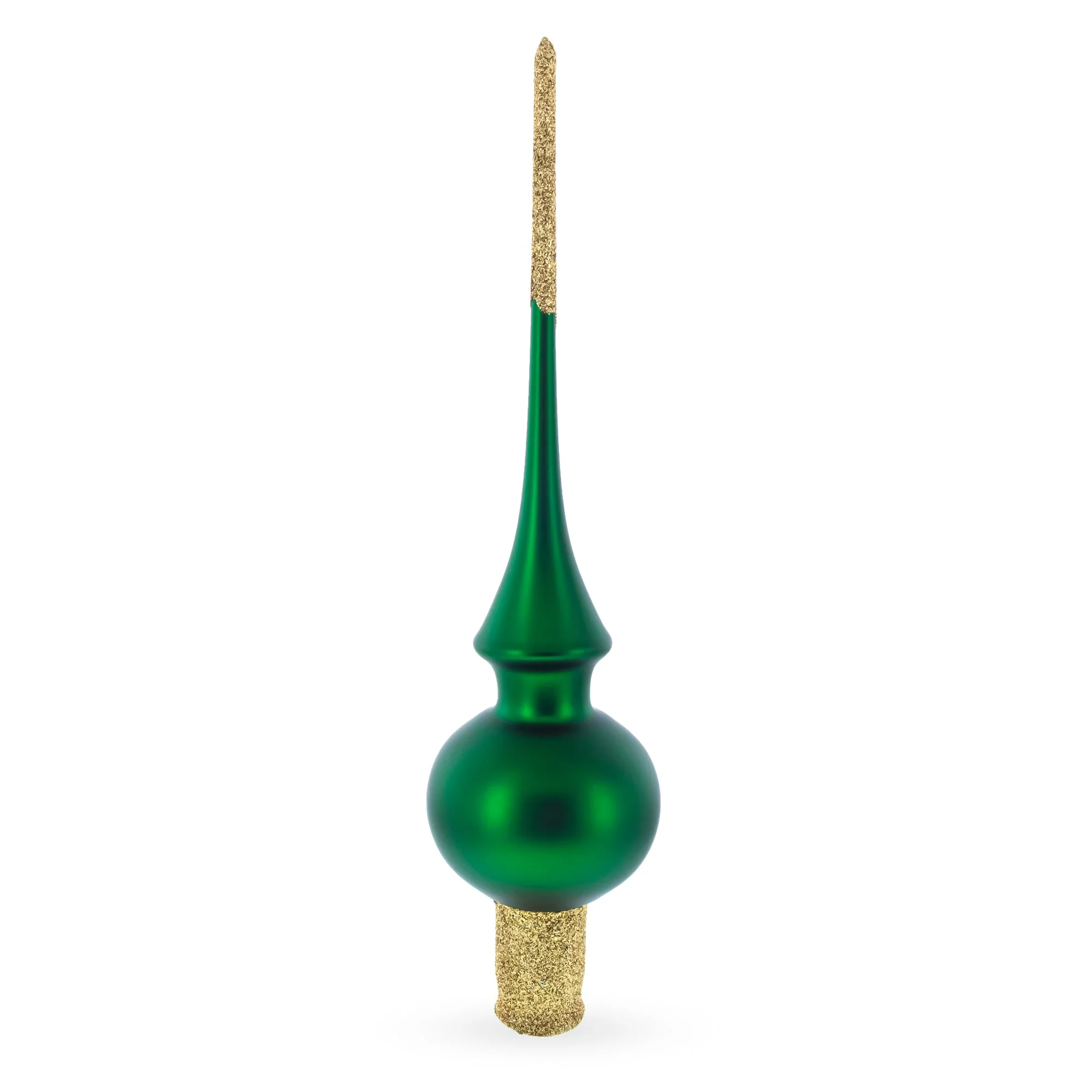 Solid Green with Sparkling Top Glass Christmas Tree Topper 11 Inches - Image 2