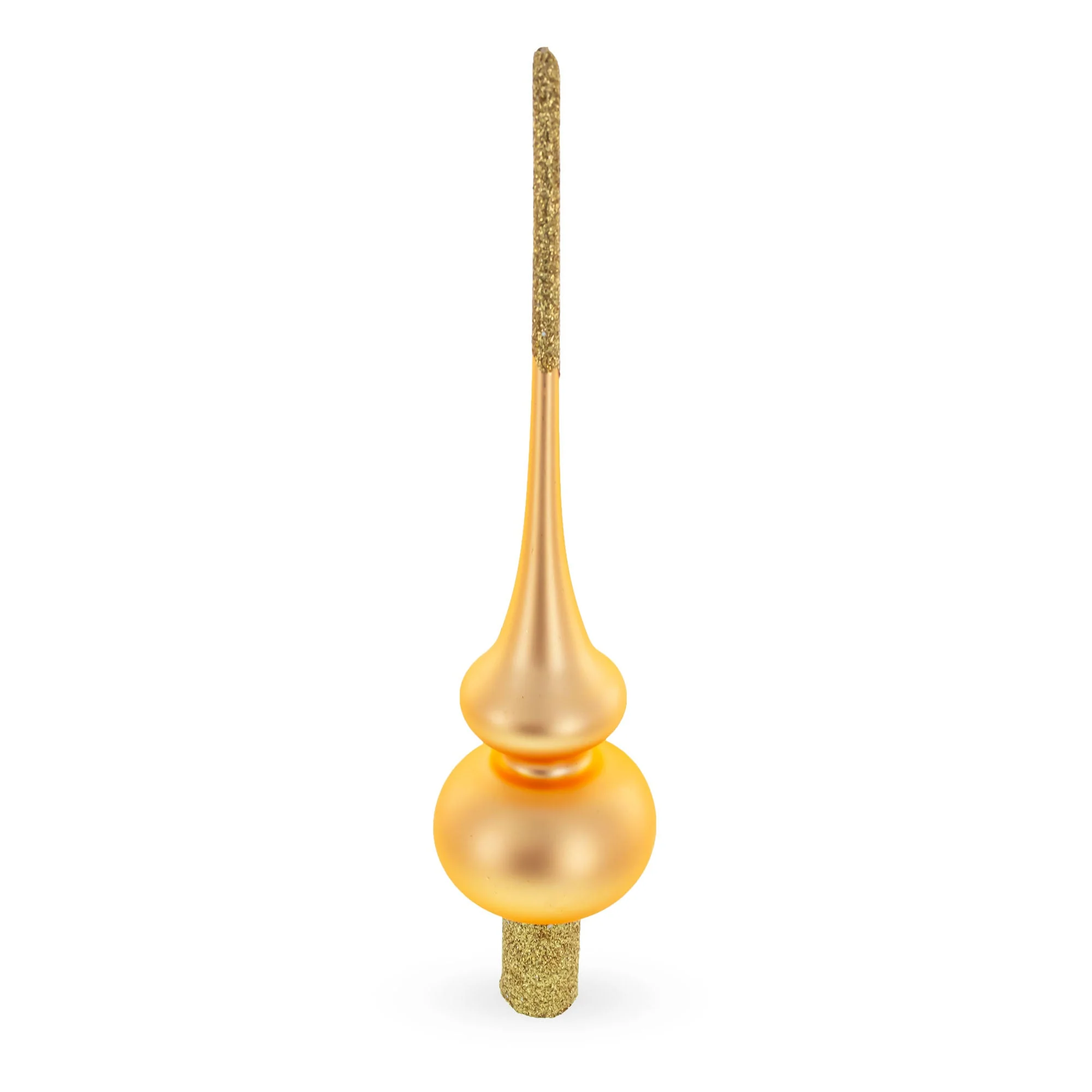 Solid Orange with Sparkling Top Glass Christmas Tree Topper 11 Inches - Image 2