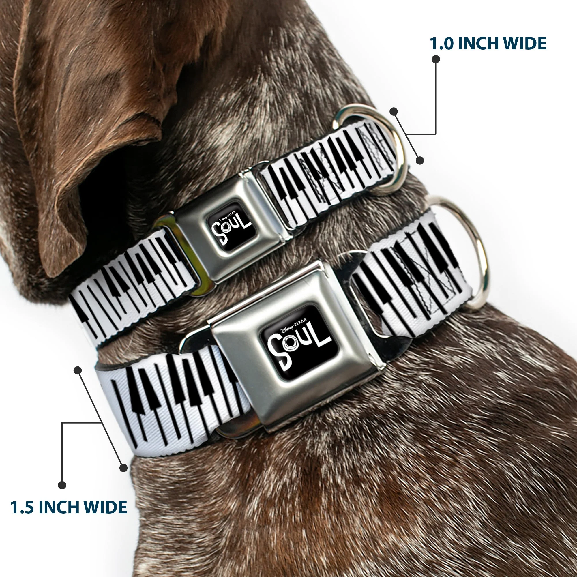 SOUL Text Logo Full Color Black/White Seatbelt Buckle Collar - Soul Piano Keys White/Black - Image 2