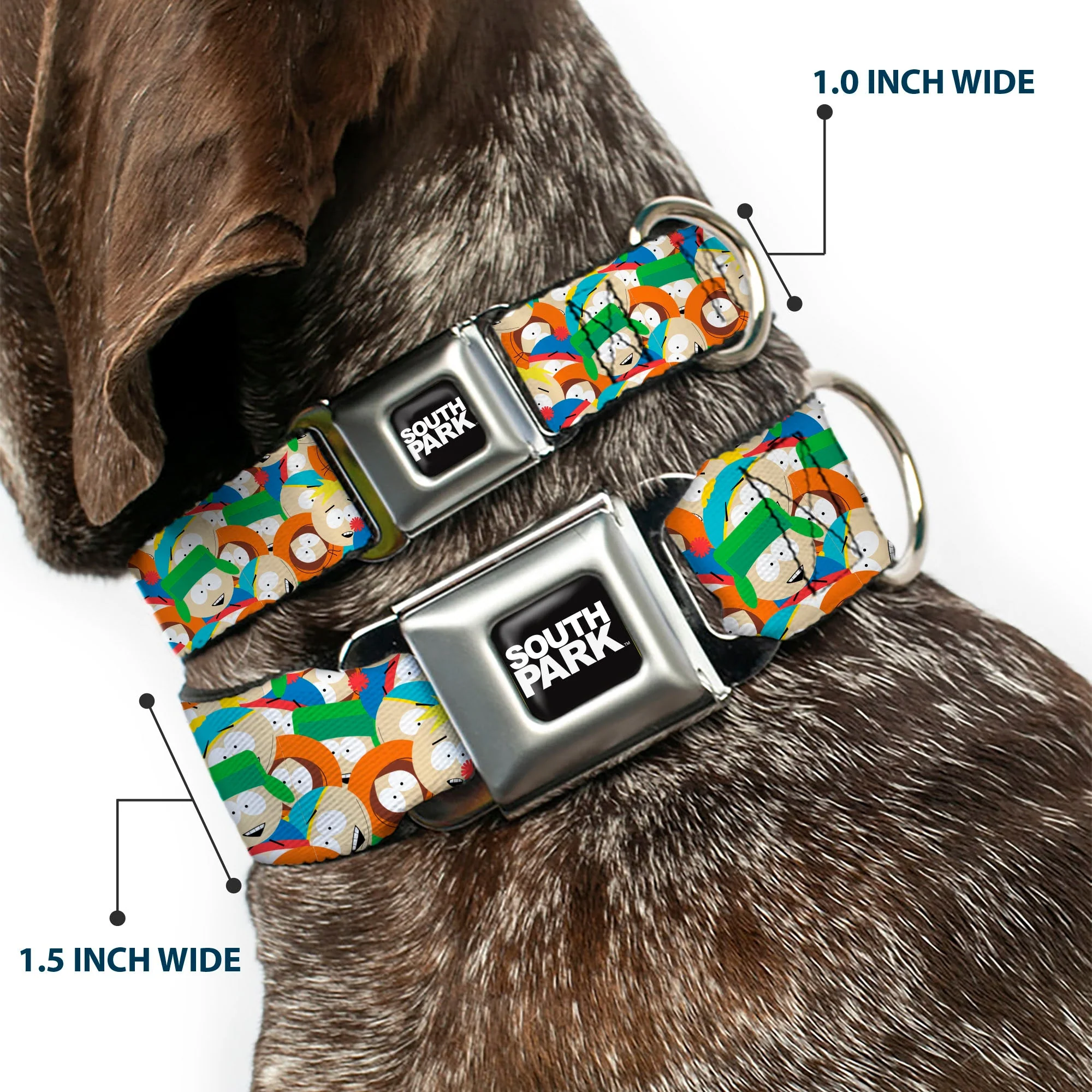 SOUTH PARK Title Logo Full Color Black/White Seatbelt Buckle Collar - South Park Boys Expressions Stacked - Image 2