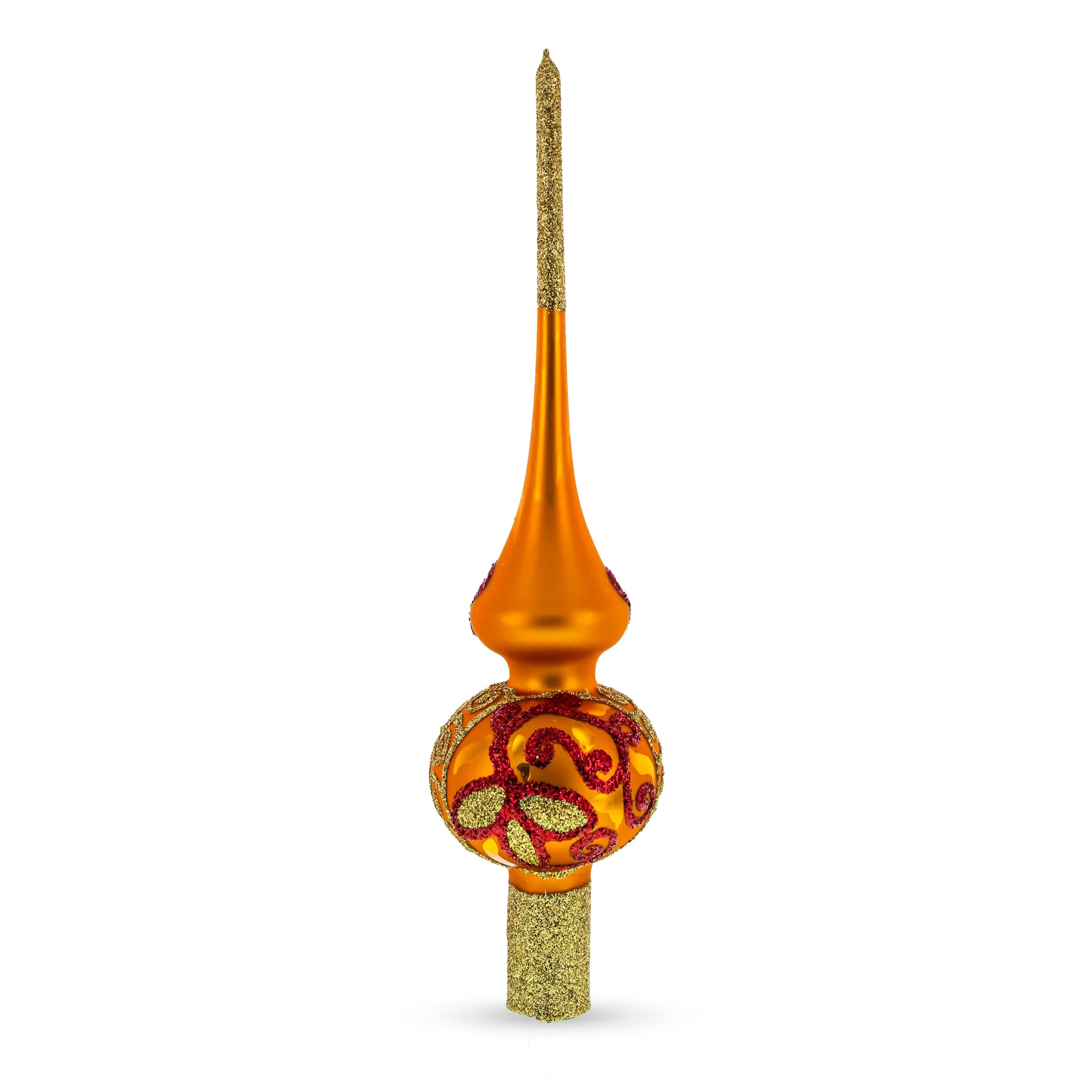 Sparkling Leaves on Gold Glass Christmas Tree Topper 11 Inches - Image 3