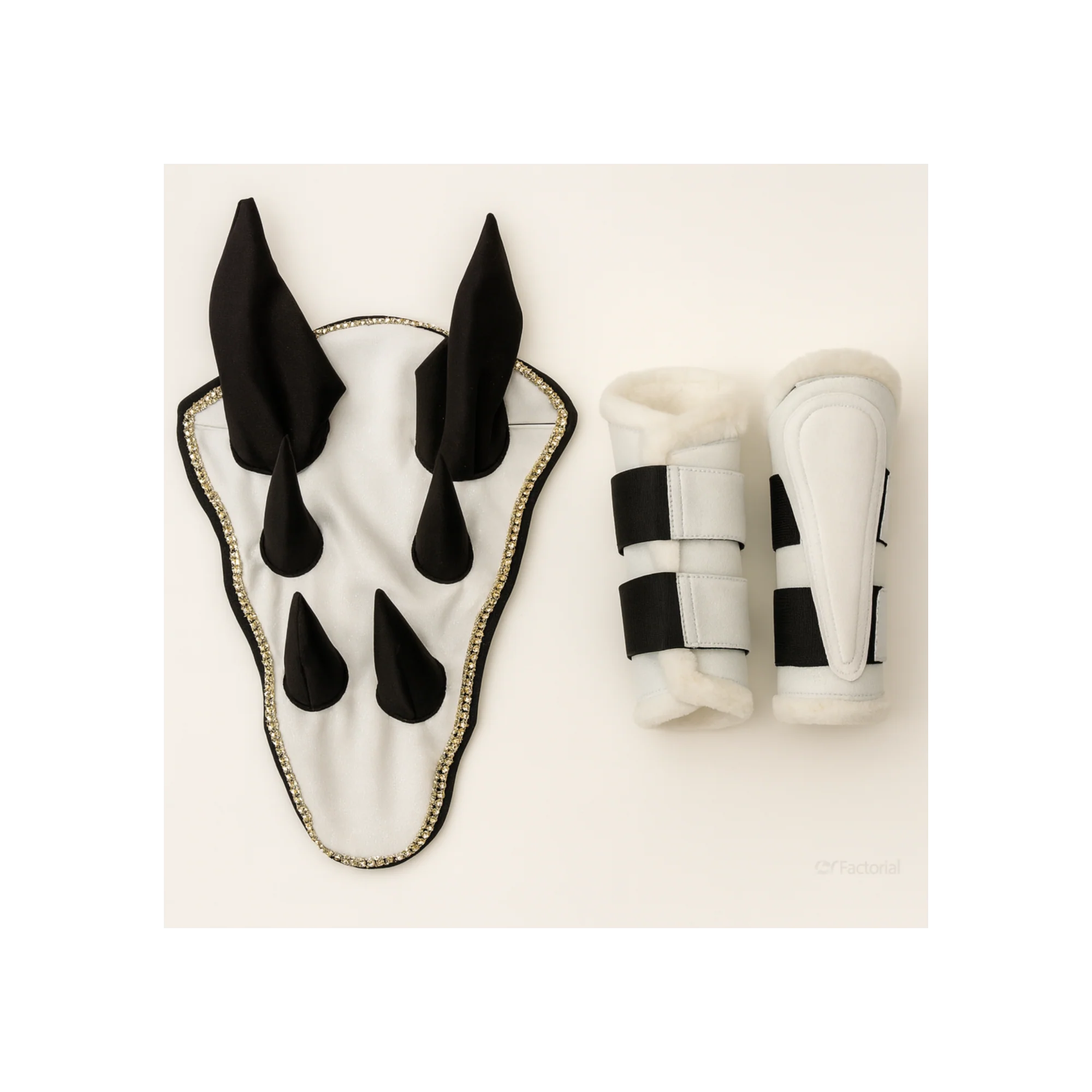 Sparkling White Dragon Saddle Pad, Ear Bonnet & Horse Boot Set - Image 5