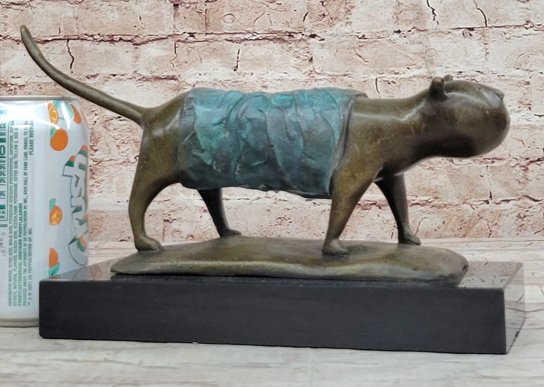 Special Patina Chubby Cat Feline by Botero Genuine Bronze Sculpture Figurine - Image 2