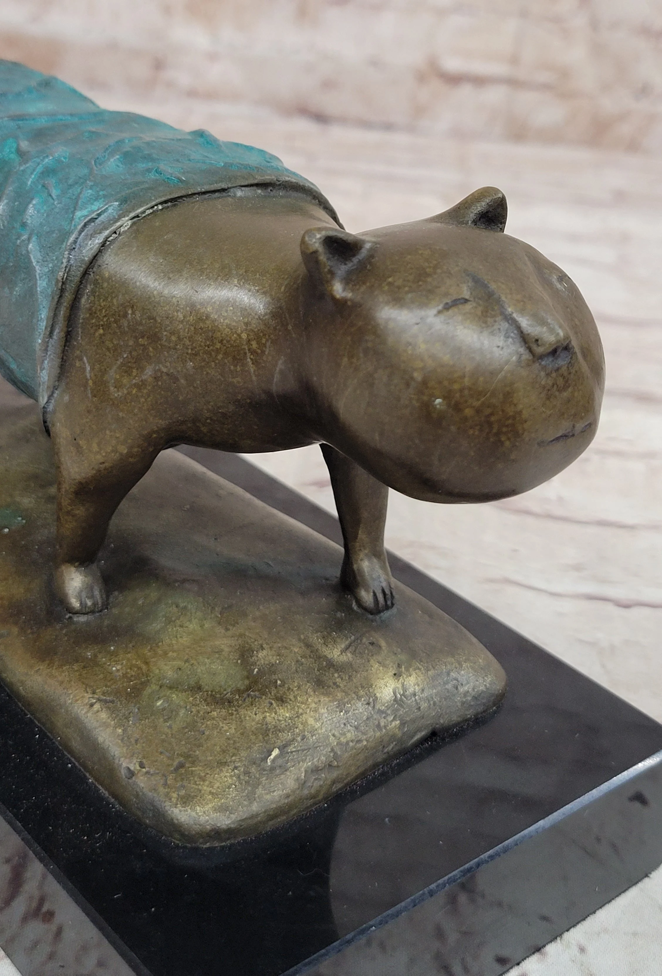 Special Patina Chubby Cat Feline by Botero Genuine Bronze Sculpture Figurine - Image 8