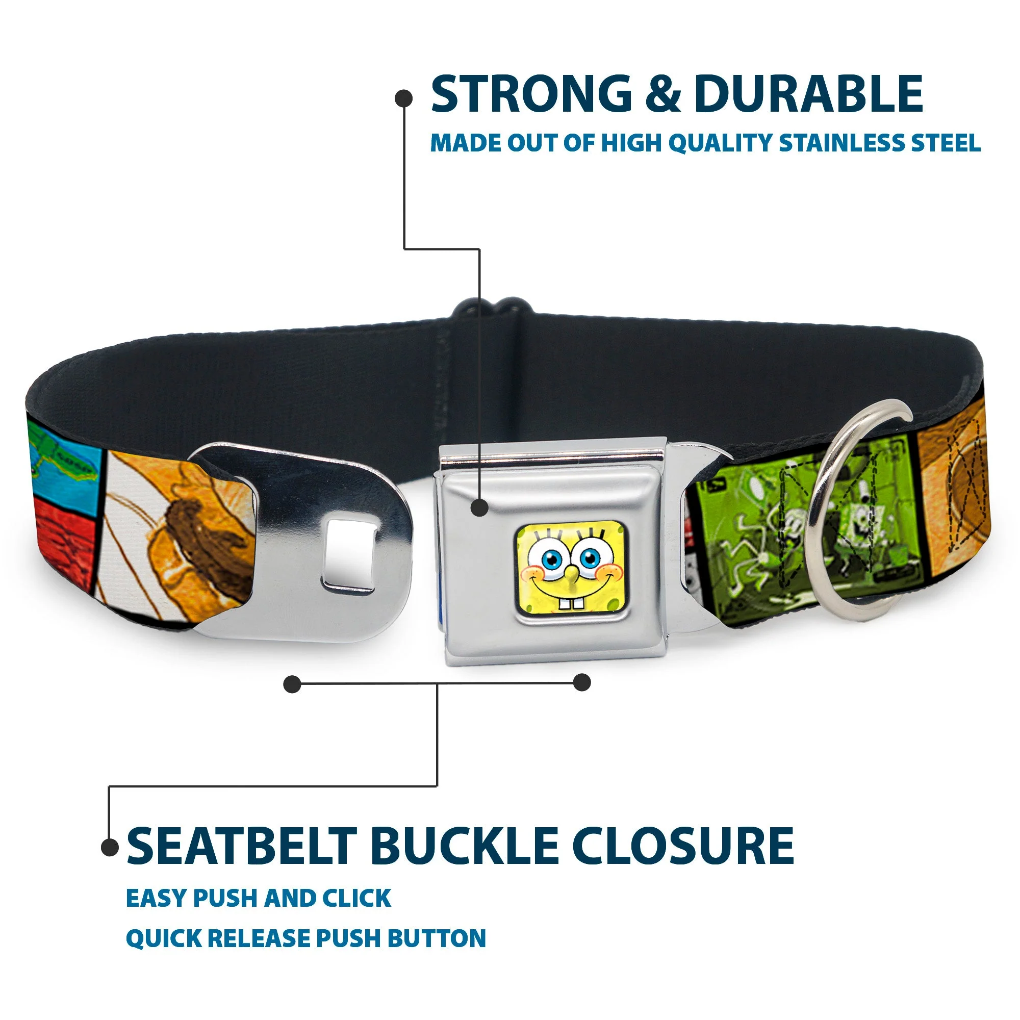 SpongeBob Face CLOSE-UP Seatbelt Buckle Collar - Krusty Krab's Cam Scene Blocks - Image 4
