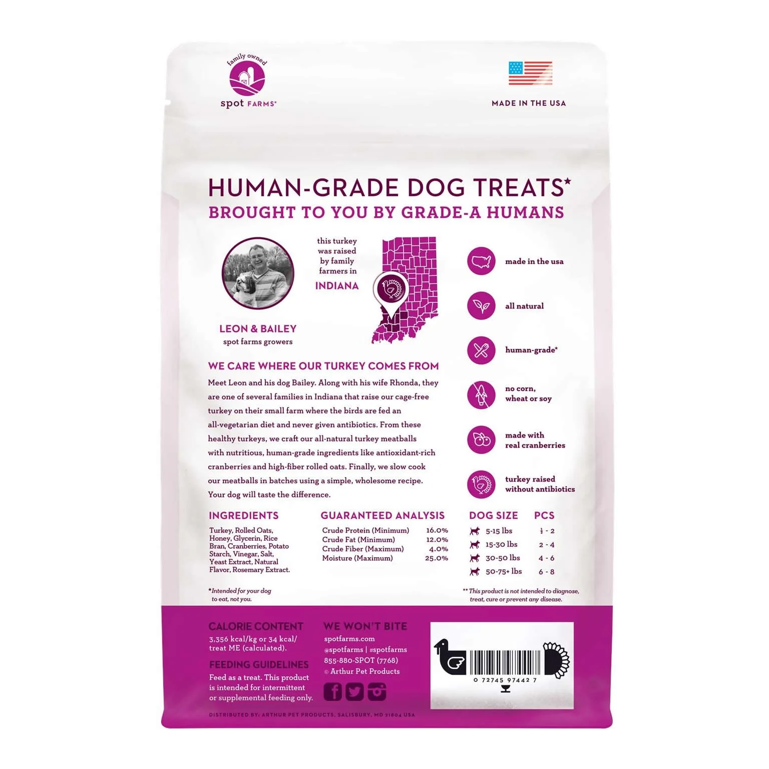 Spot Farms Dog Treats Meatball Turkey Cranberry (12.5oz) - Image 2