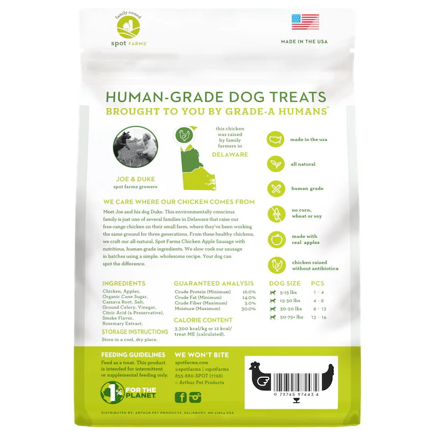 Spot Farms Dog Treats Sausage Chicken & Apple (12.5oz) - Image 2