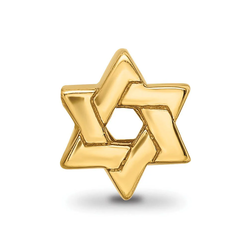 Star of David Bead Charm in 14k Yellow Gold Plated Sterling Silver - Image 3