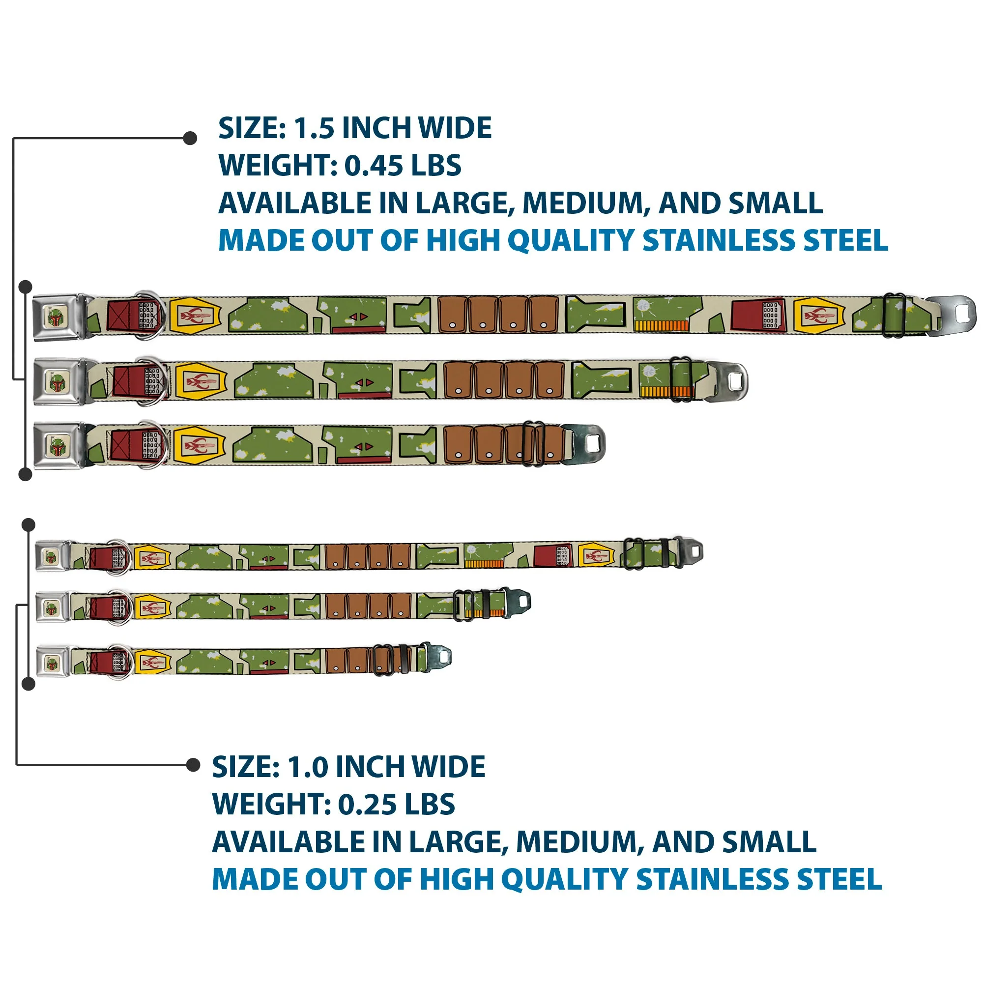 Star Wars Boba Fett Helmet Full Color Tan Seatbelt Buckle Collar - Star Wars Boba Fett Utility Belt Bounding Tan - Image 3