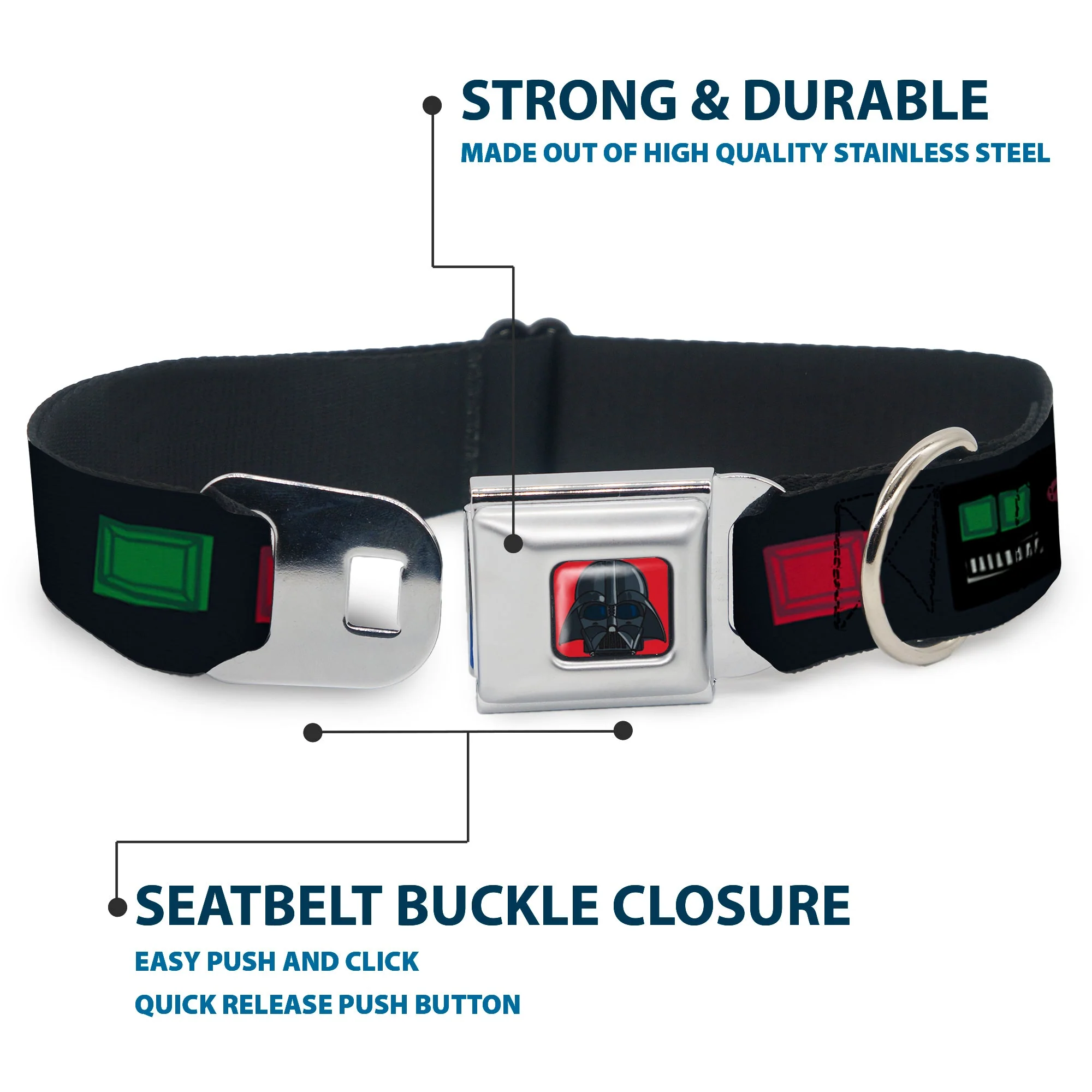 Star Wars Darth Vader Face Full Color Red Seatbelt Buckle Collar - Star Wars Darth Vader Utility Belt Bounding3 Black/Grays/Reds/Greens - Image 4